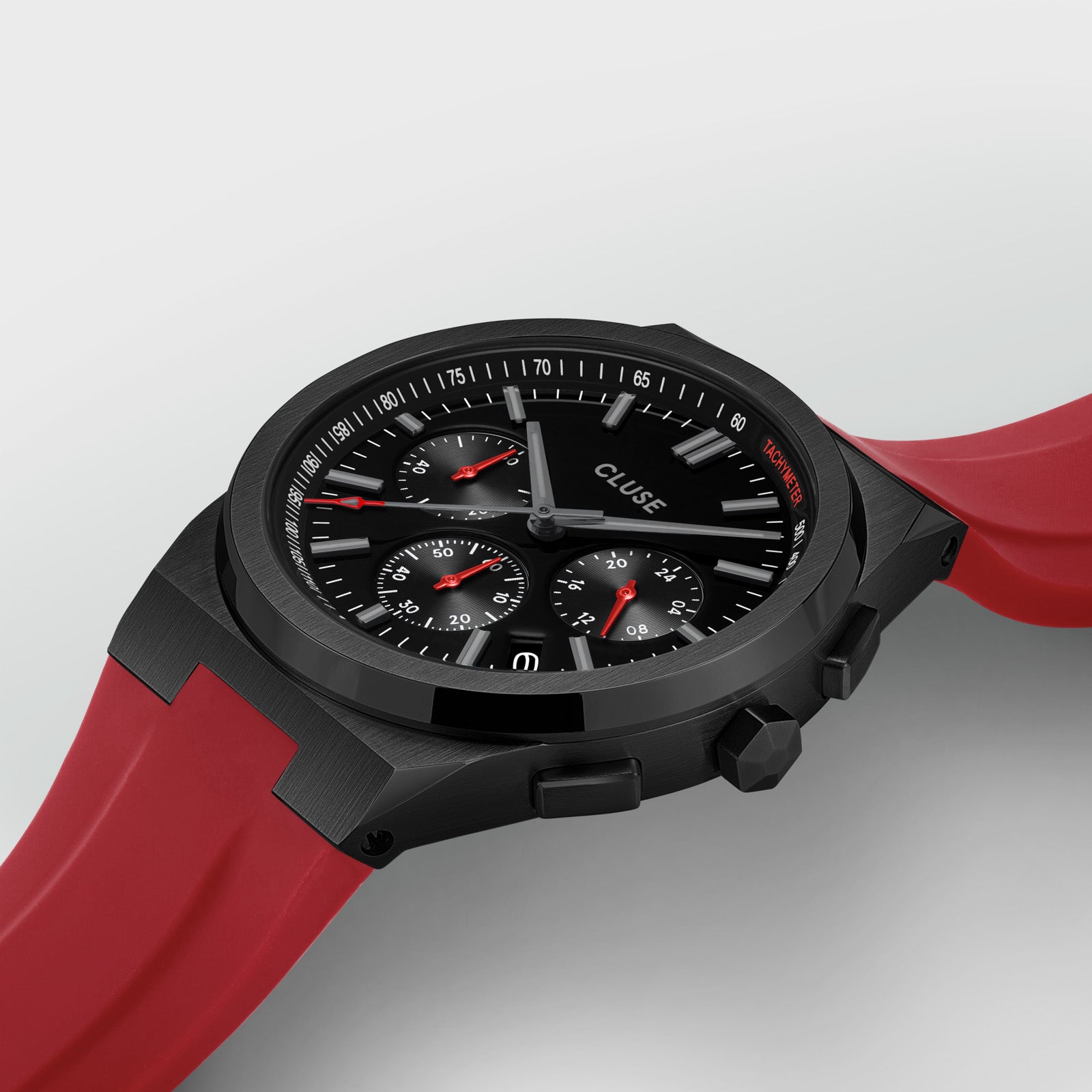 Vigoureux Chrono Watch Silicone Red, Black Colour、mySite、botmansion