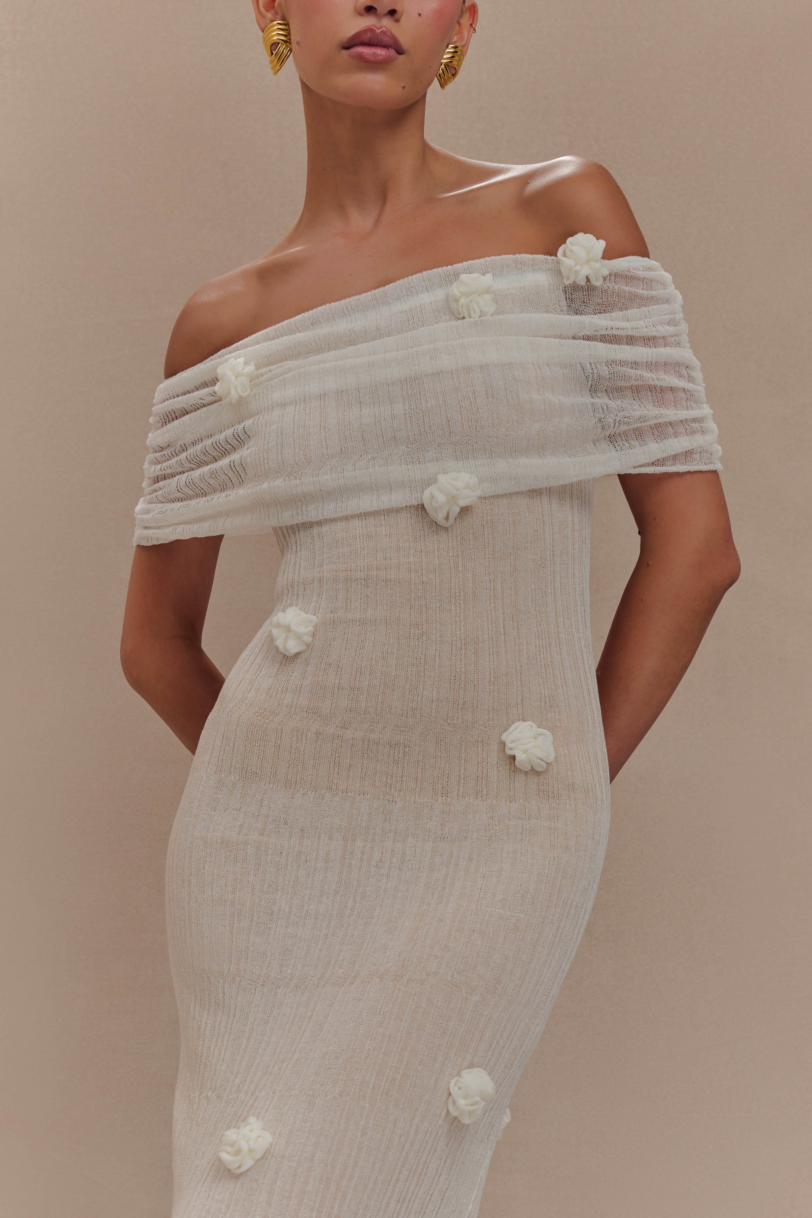 Brynn Orchid Knit Maxi Dress - Ivory、mySite、solidvoid