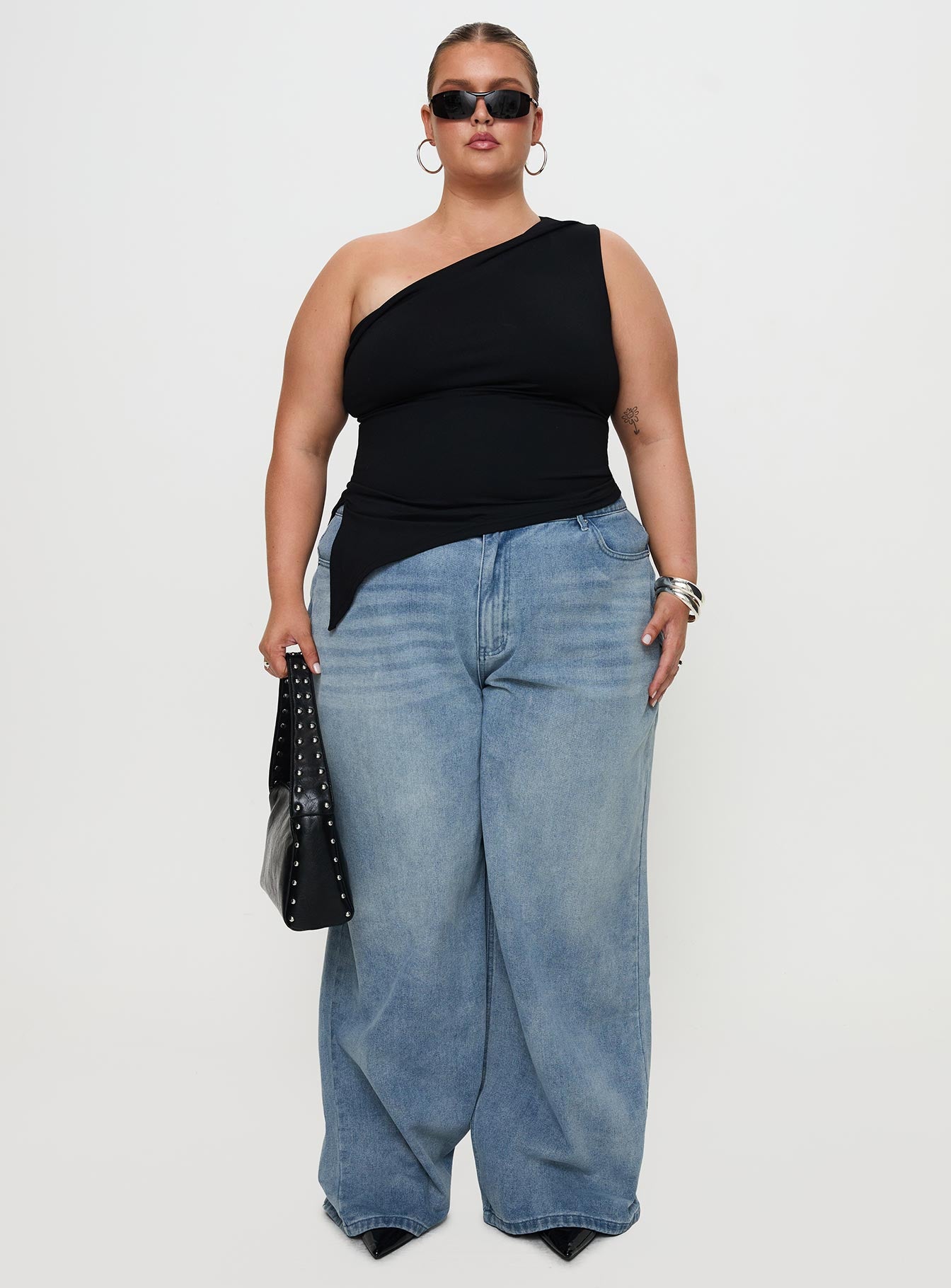 Lunah One Shoulder Top Black Curve、mySite、solidvoid