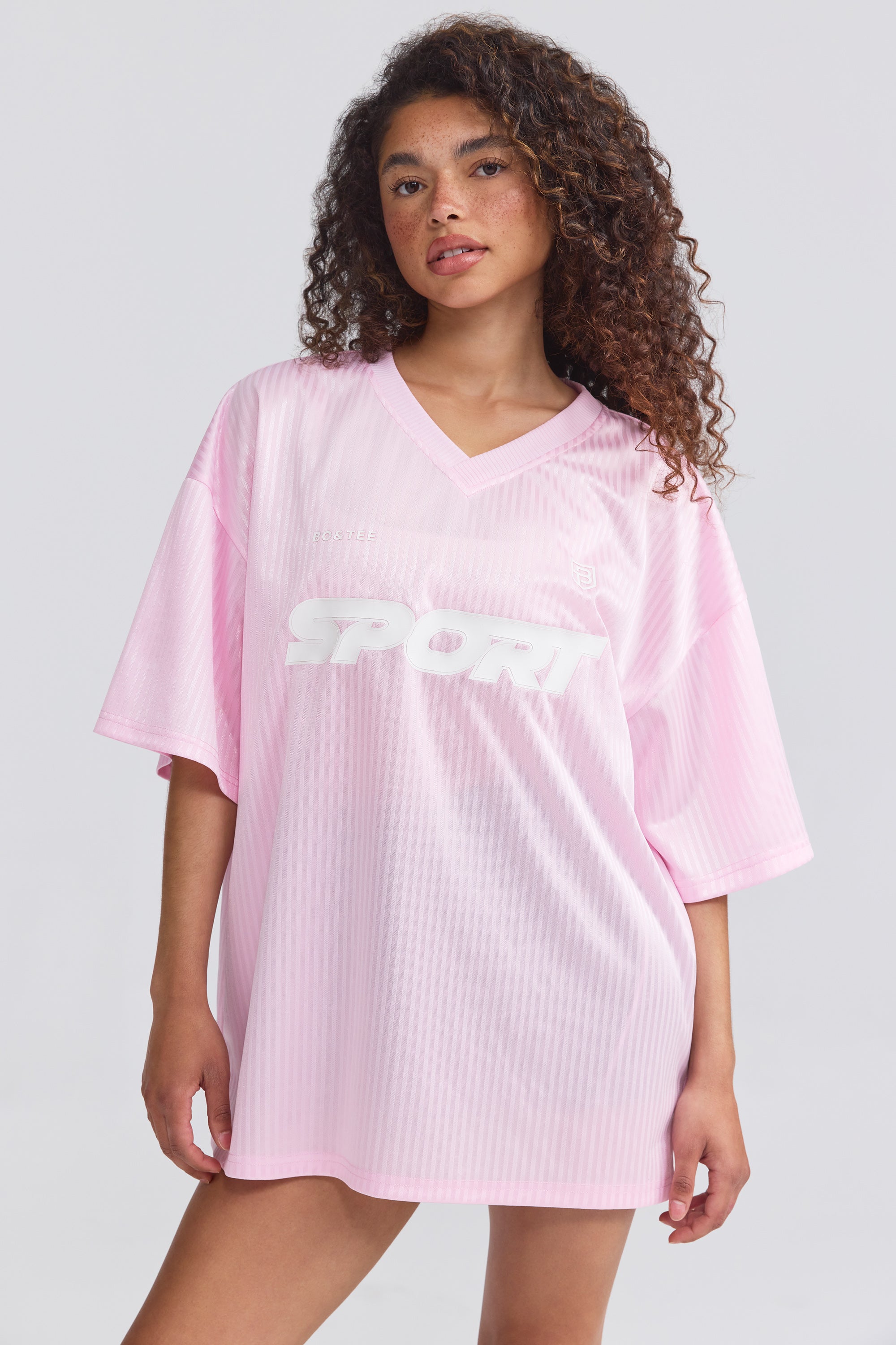 Oversized Piqué T-Shirt in Baby Pink、mySite、solidvoid