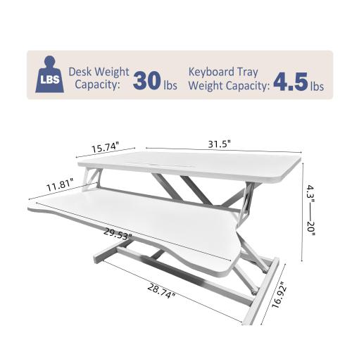 32 Inch Desk Converter, Height Adjustable Sit to Stand Riser, Dual Monitor and Laptop Workstation with Wide Keyboard Tray (BLACK) BACK-TO-SCHOOL、、casual