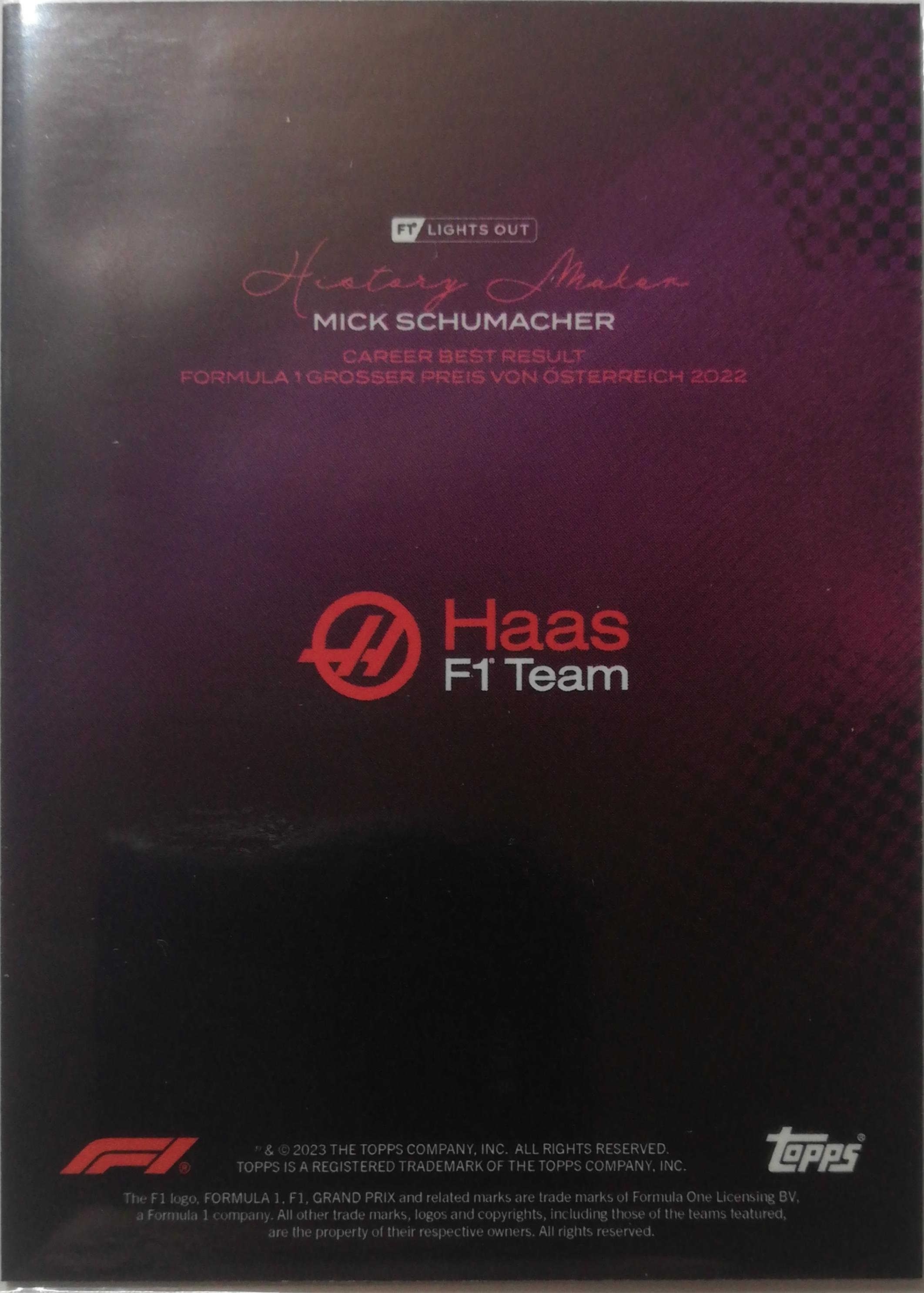 Mick Schumacher Pink Parallel 081/150 NM Topps F1 Lights Out 2022、mySite、waistdrama