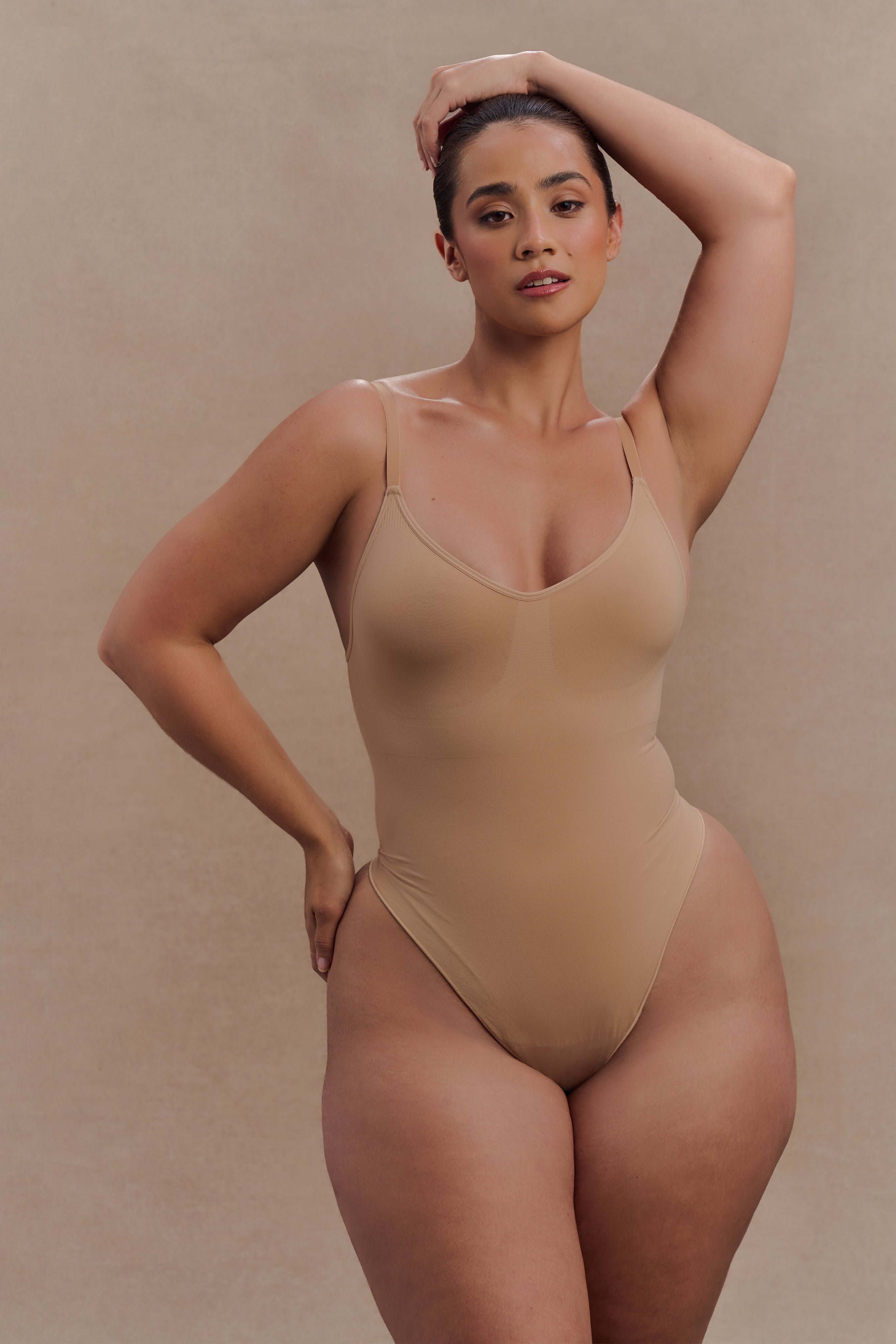 Alyssa Backless Shapewear Bodysuit - Beige、mySite、solidvoid