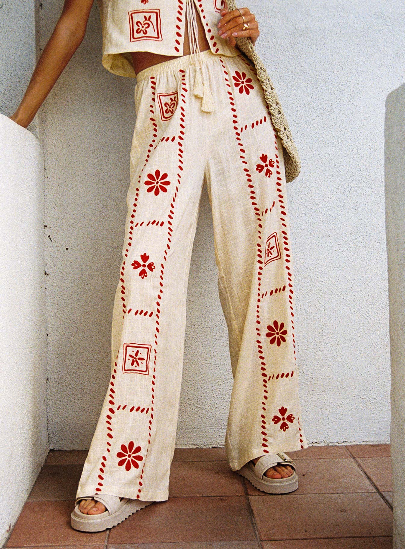 Grazia Pants Cream / Red、mySite、solidvoid