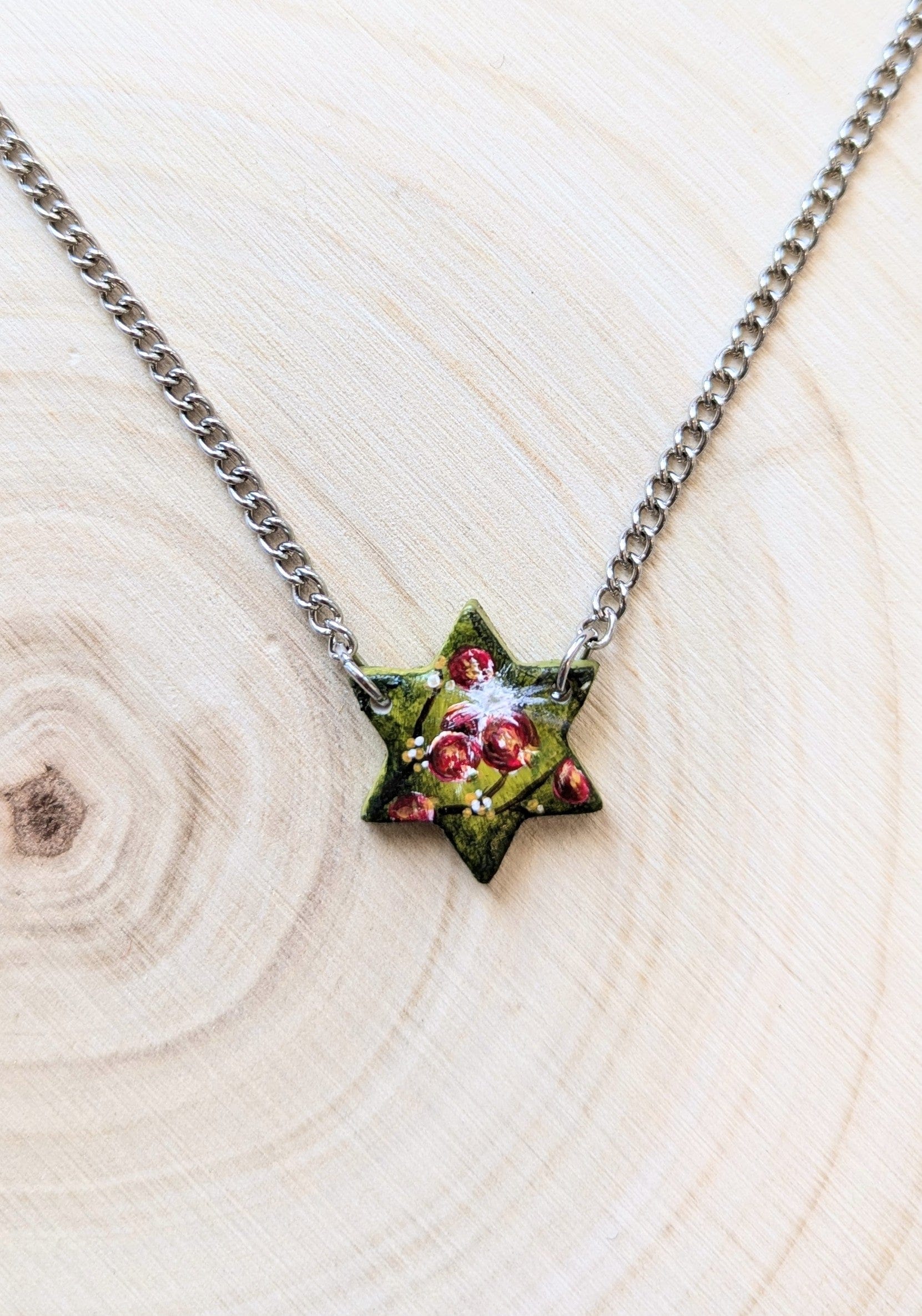 Hand-Painted Rimon Pomegranate Magen David Necklace、mySite、topwebapps