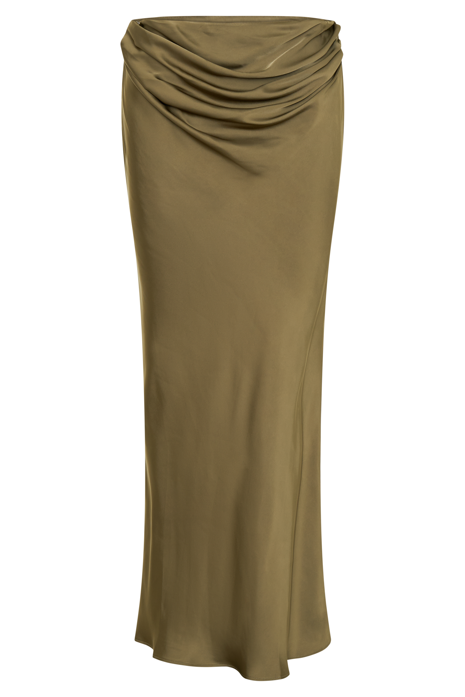 Nicola Satin Asymmetric Maxi Skirt - Basil、mySite、solidvoid