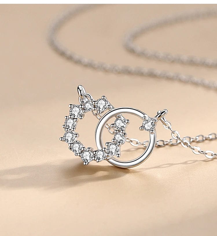 Interlocking Circles Pendant Necklace Sterling Silver, Dainty、mySite、g9winljtr