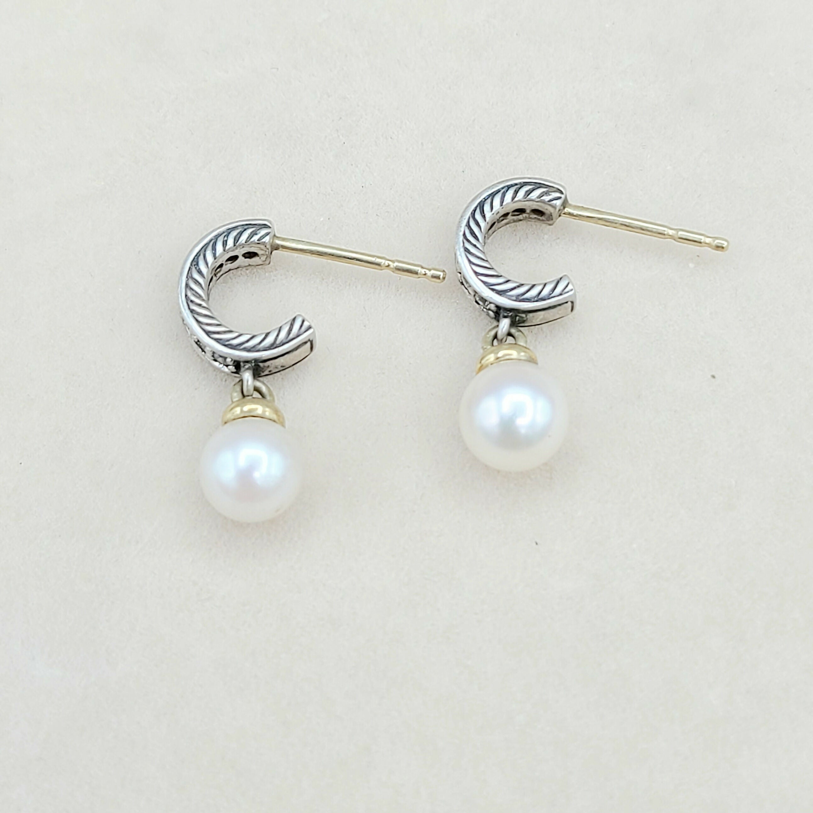 David Yurman Cable Drop Earrings Pearls & Diamonds、mySite、hinf8tx79