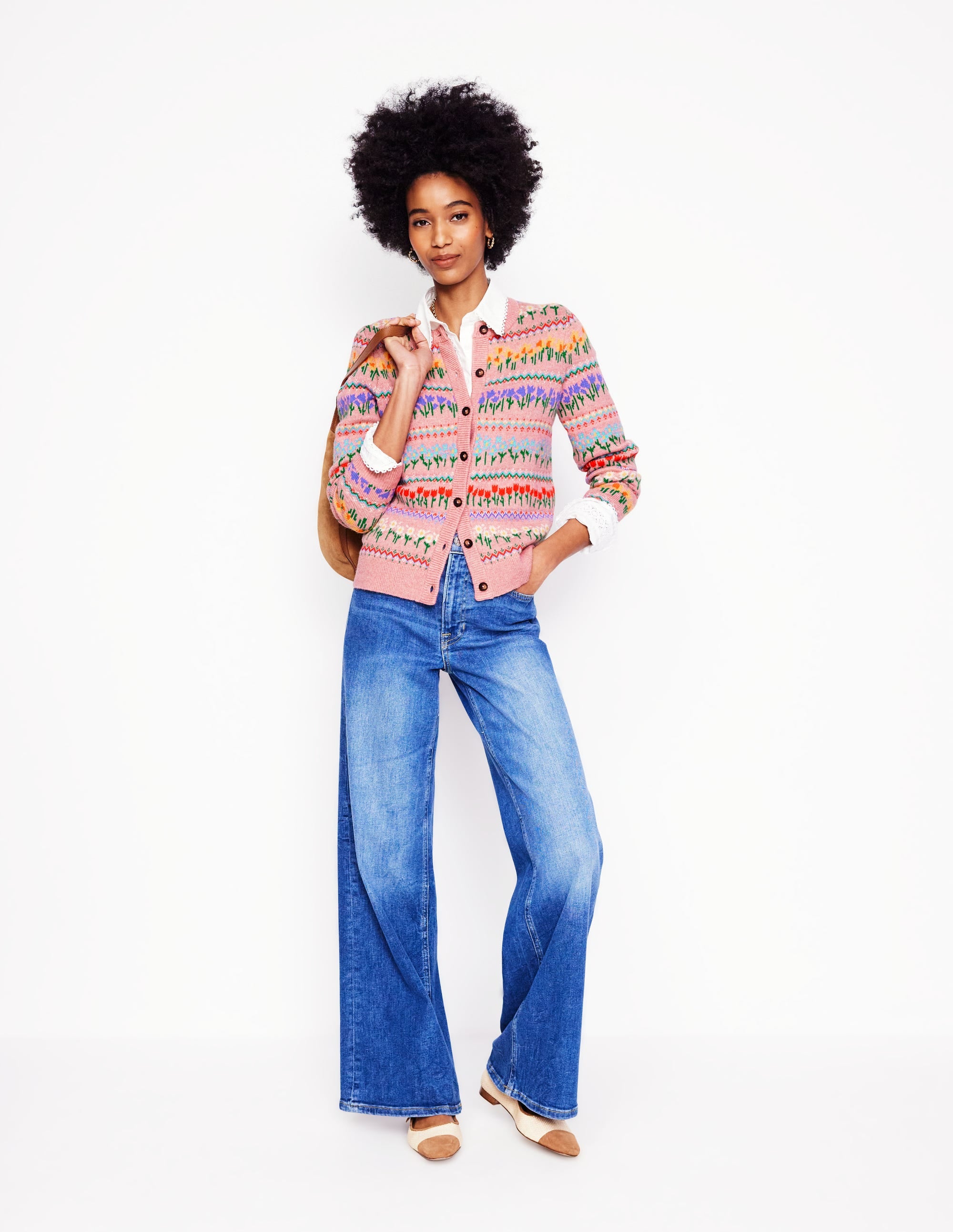  Edie Fair Isle Cardigan-Meadowsweet Pink, Flowers、mySite、ashleygrahame