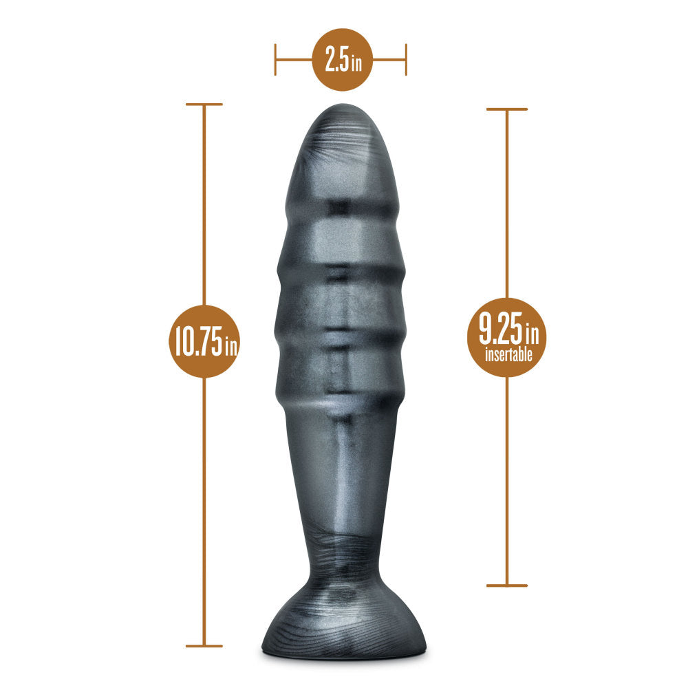 Jet By Blush® | Destructor Carbon Metallic Black 10.75-Inch Anal Plug With Suction Cup Base、mySite、bottomscart