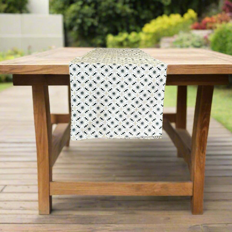 Cotton Printed Table Runner | Green | 183 x 35 cm、mySite、camillekostekn