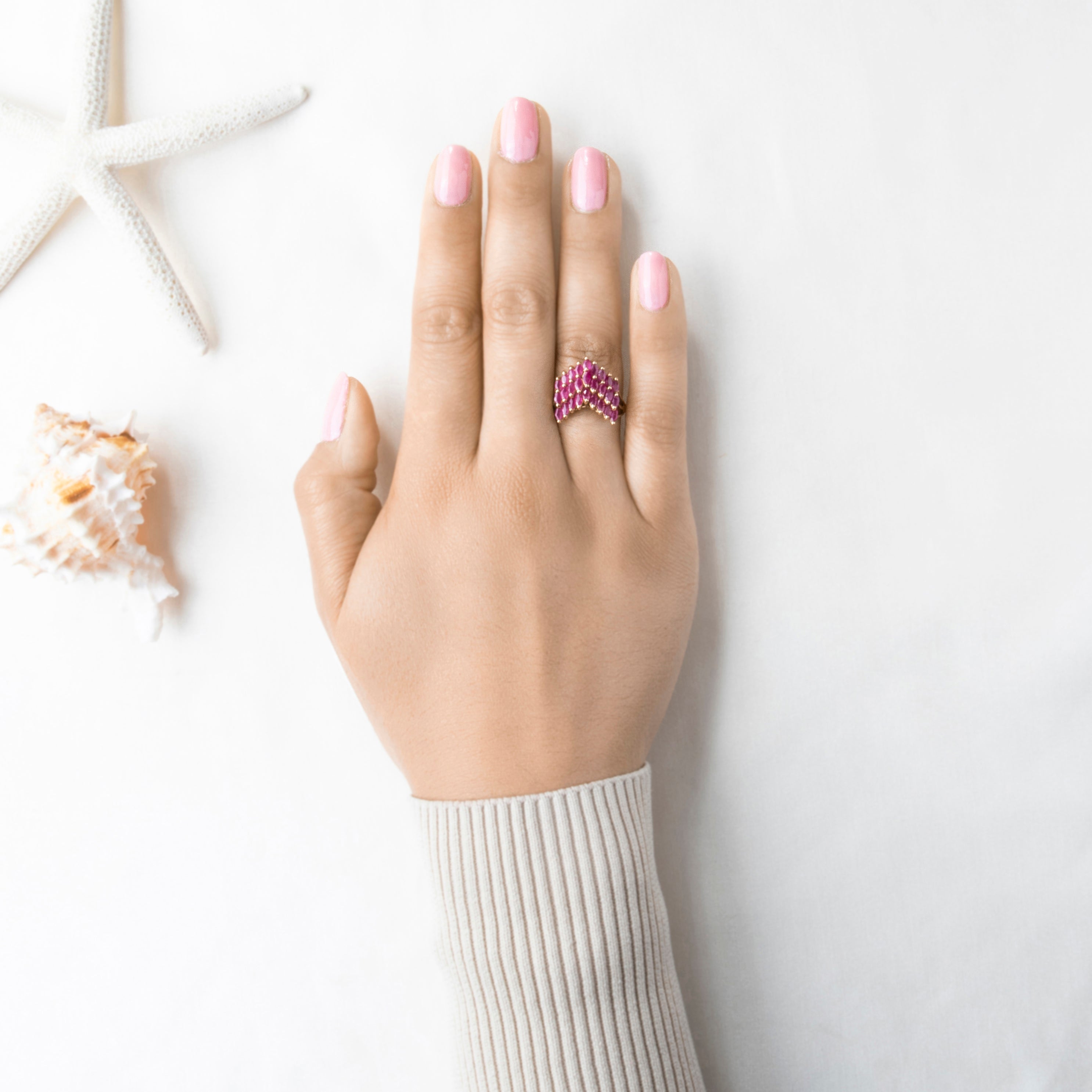 Vintage 10k Yellow Gold 3cttw Ruby Chic Chevron Cluster Ring 8.00、mySite、hinf8tx79