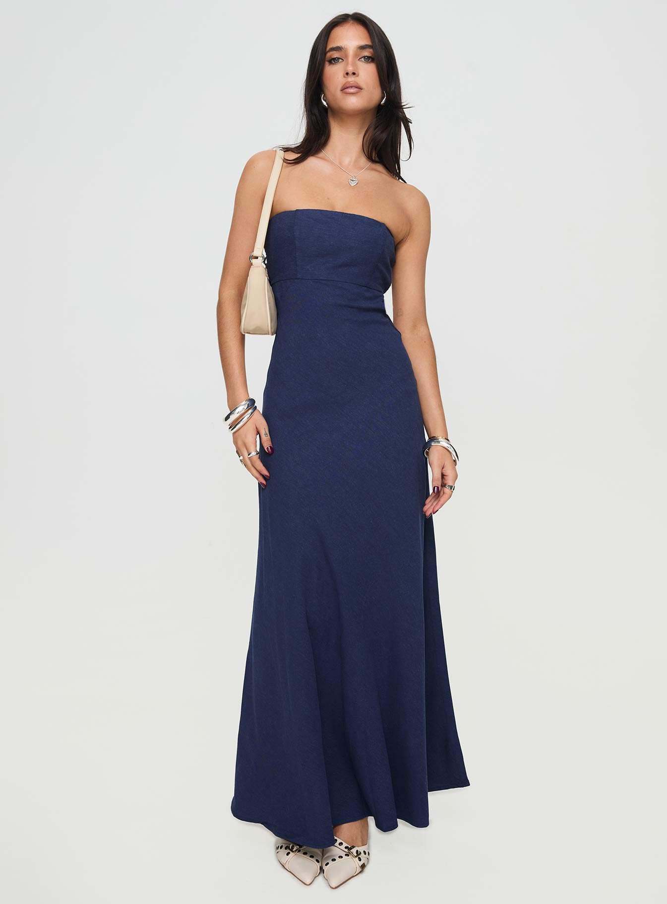 Yahir Strapless Maxi Dress Navy、mySite、solidvoid
