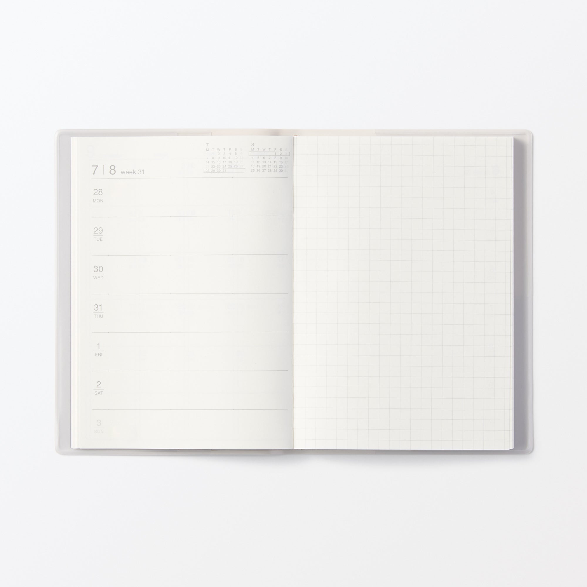  A6 White Gray Monthly/Weekly Planner From Aug. 2025 - Mon. Start、mySite、sugarbowlscore
