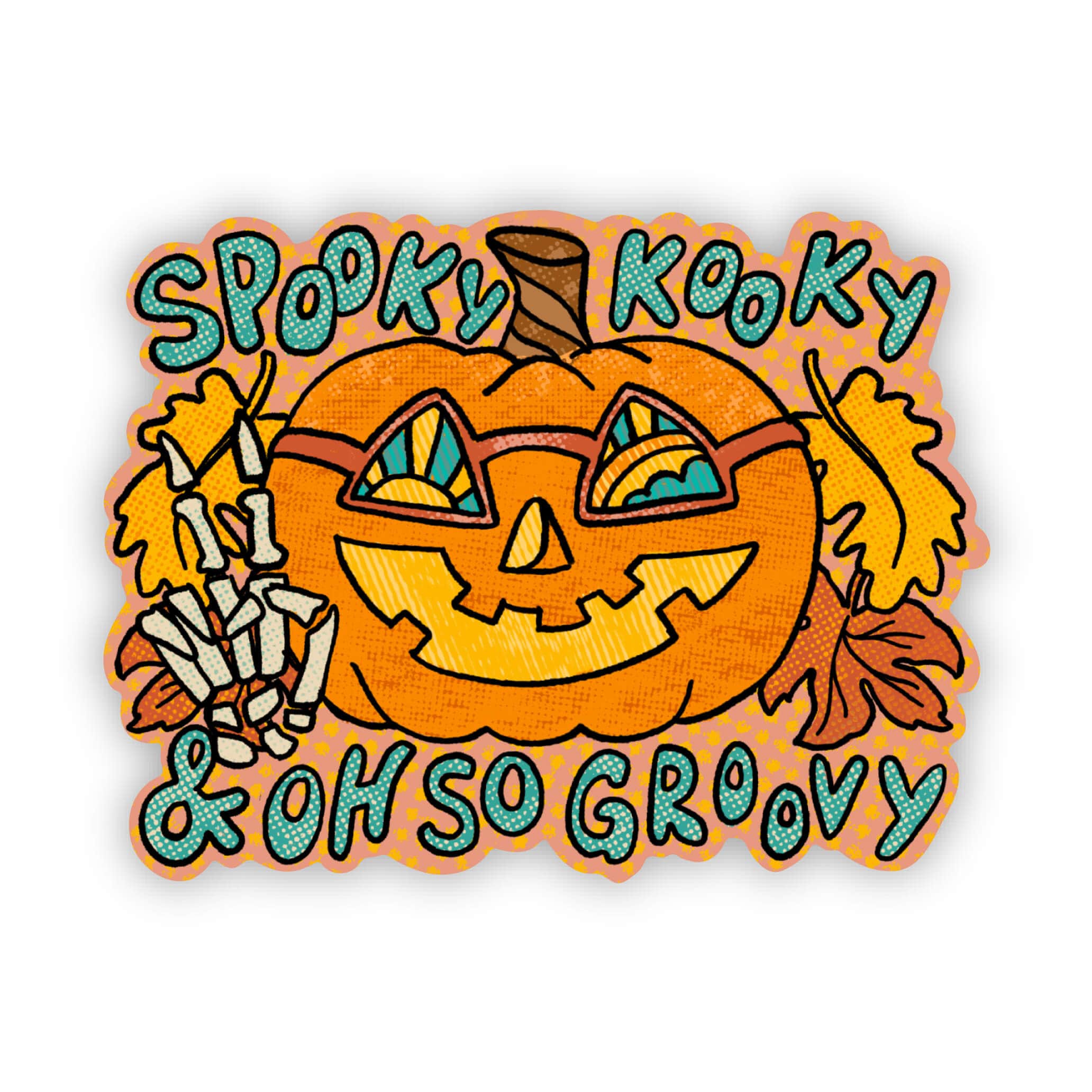  Spooky, Kooky, and oh so Groovy pumpkin sticker、mySite、elrpsem3k