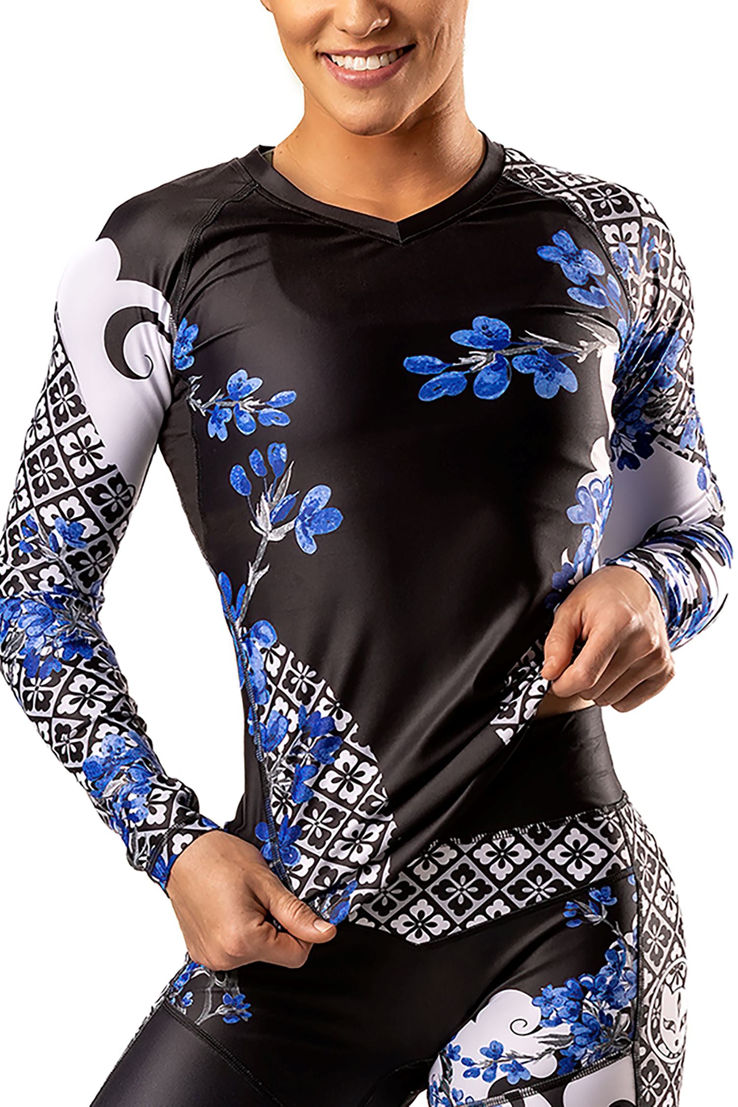 Women's Cherry Blossom Ranked Jiu Jitsu Rashguard - Long Sleeve、mySite、gigharbornorthrealestate