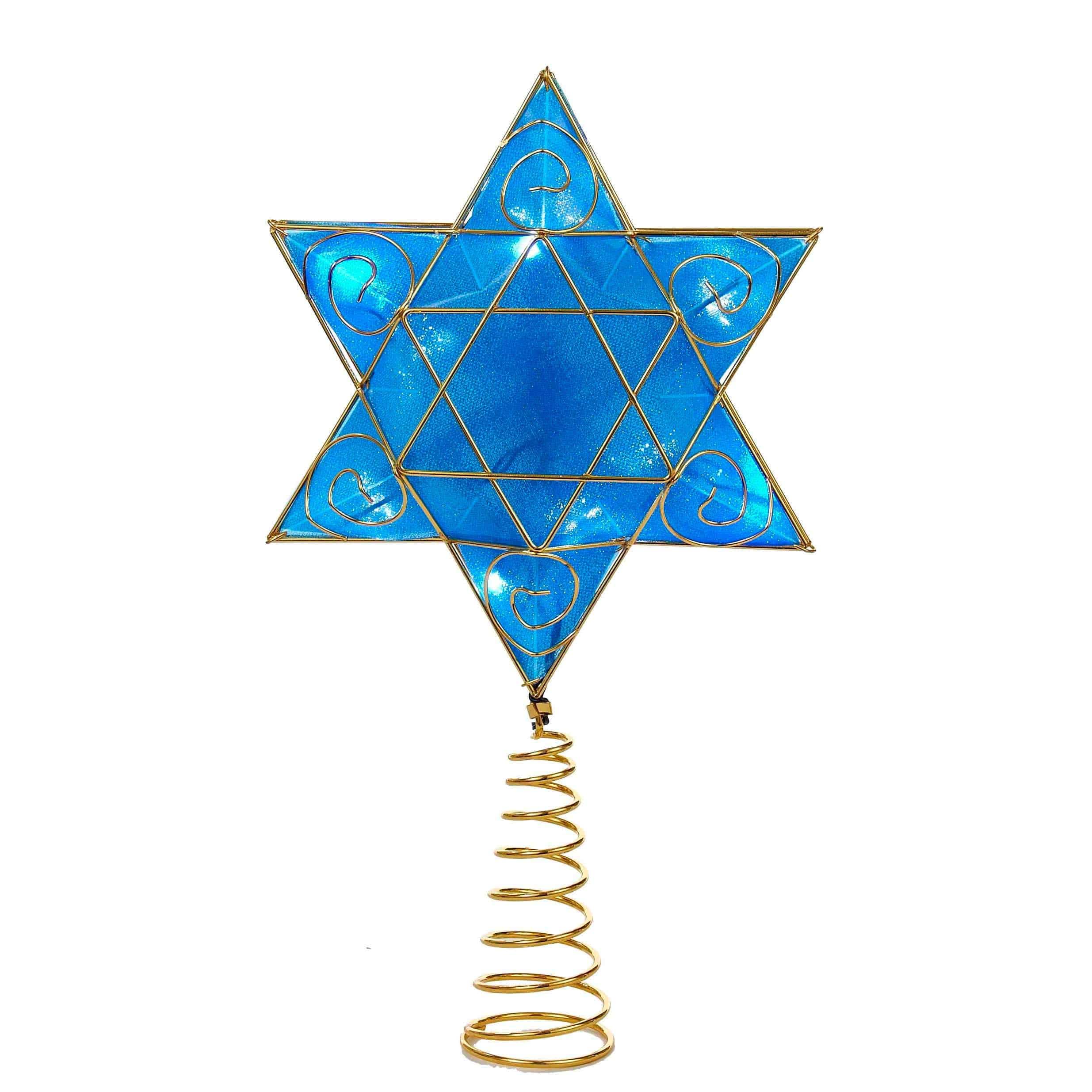 Blue Star of David LED Chrismukkah Tree Topper - Gold、mySite、topwebapps