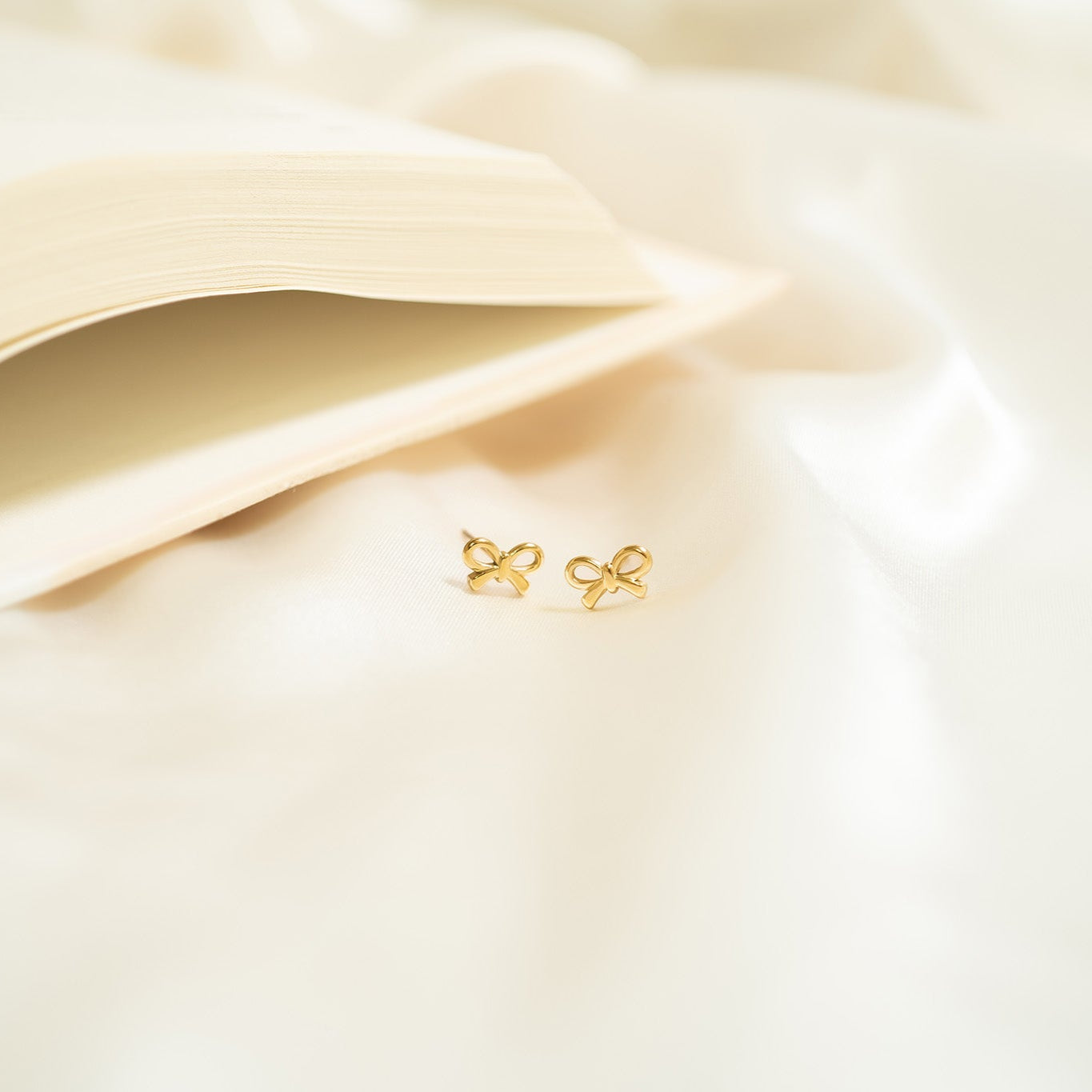 18K Gold PVD Stainless Steel Bow Stud Earrings / ERJ0057、mySite、dreamappss