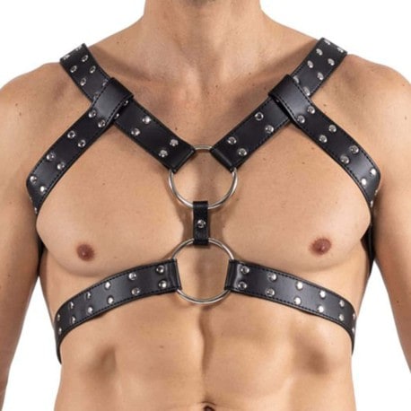 4 Strap Bondage Stud Harness | Adjustable | High Quality PU Leather | Black、mySite、bottomscart