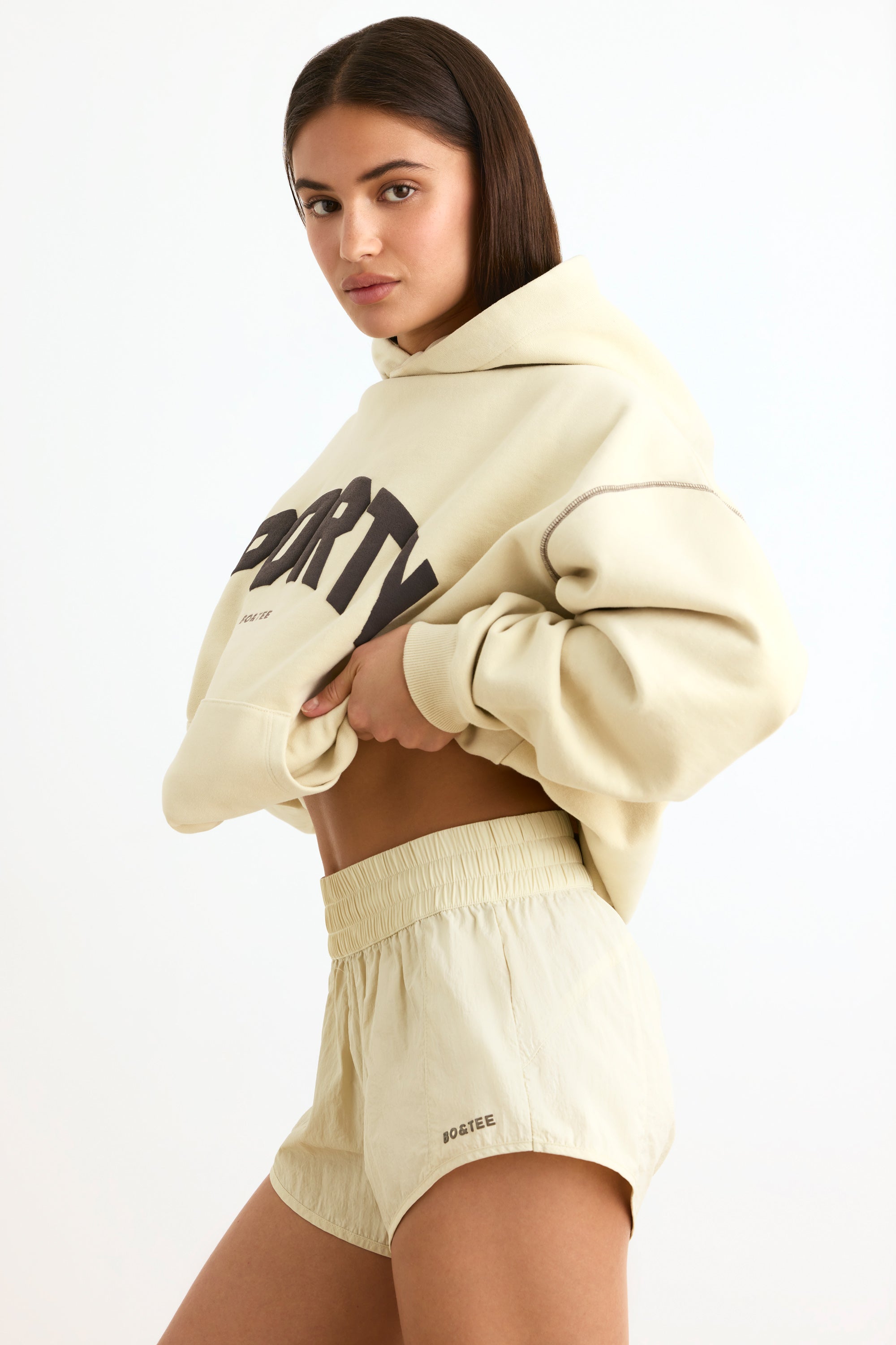 Elasticated Mini Shorts in Bone、mySite、solidvoid