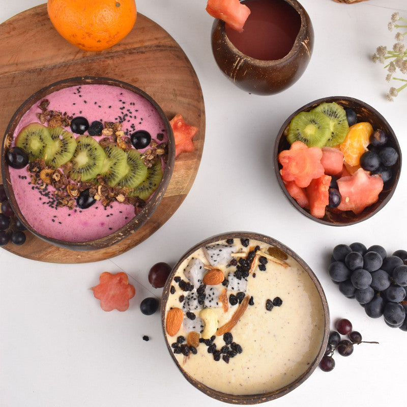 Coconut Bowl & Spoon Set | Brown | Set of 2 | 500 ml、mySite、camillekostekn