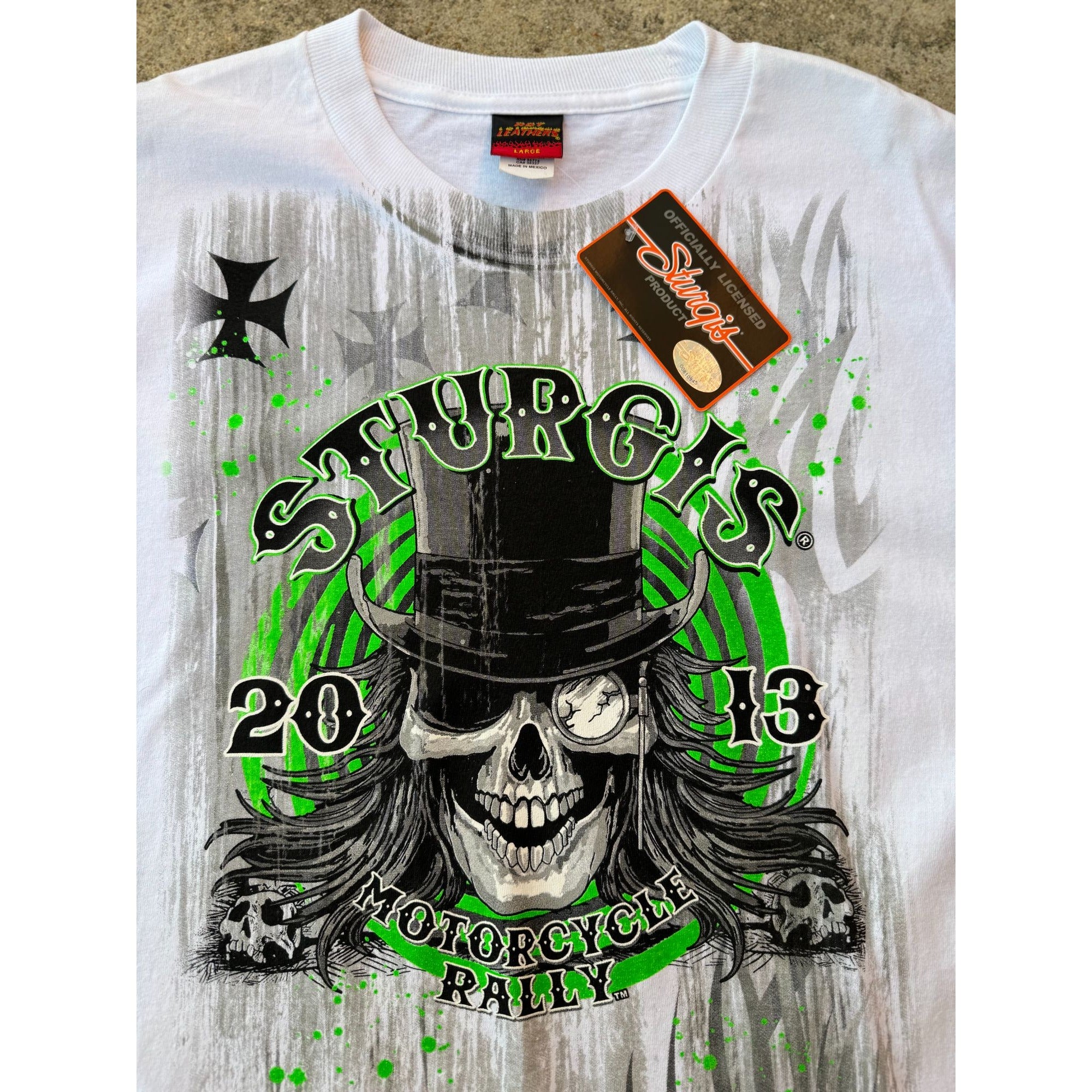 NWT 2013 Sturgis Motorcycle Rally Hot Leathers Biker Graphic Tee Large、mySite、garagedoors4me