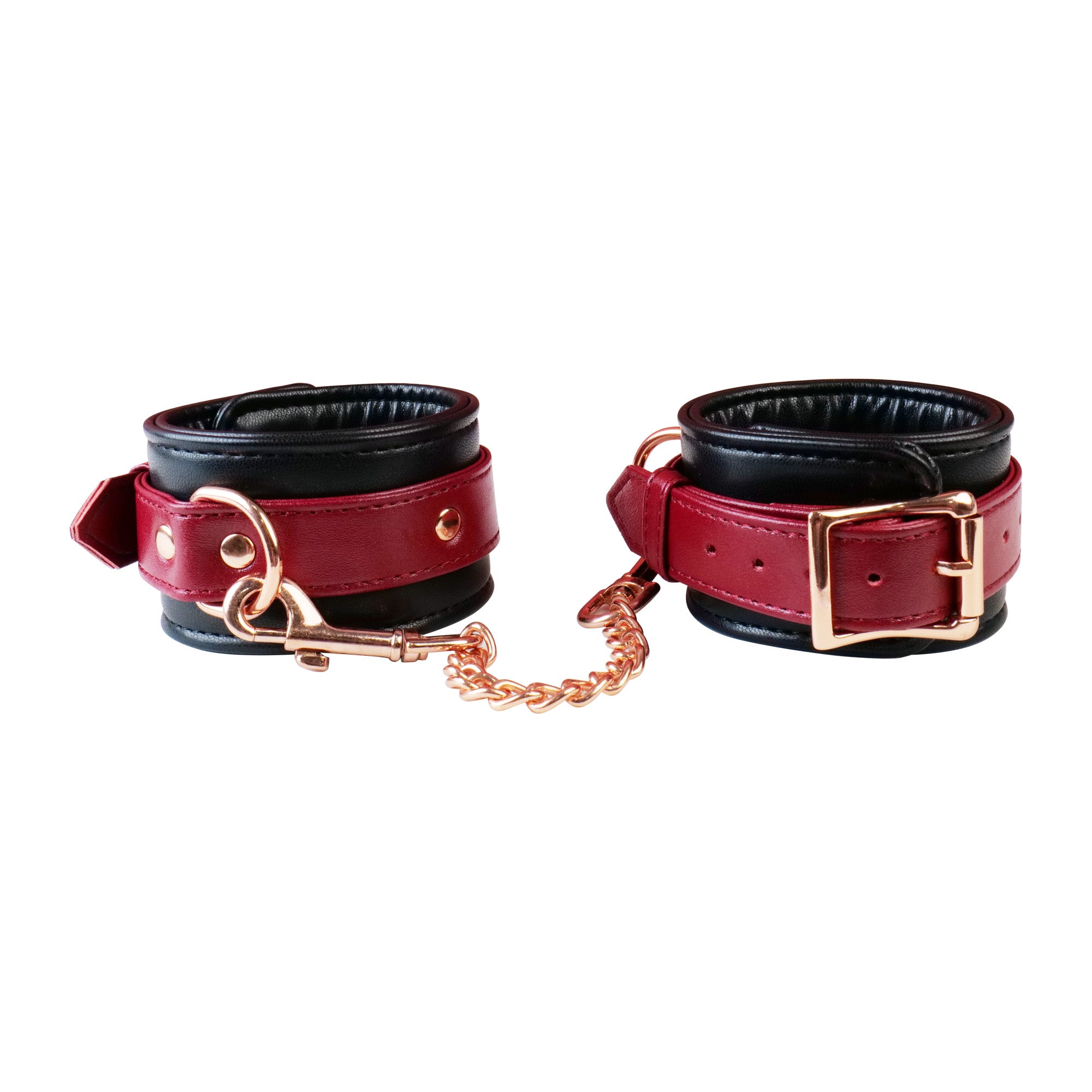 Mystim Real Leather 6 Piece Burgundy Bondage Set | Wrist | Ankles | Collar | Chain、mySite、bottomscart