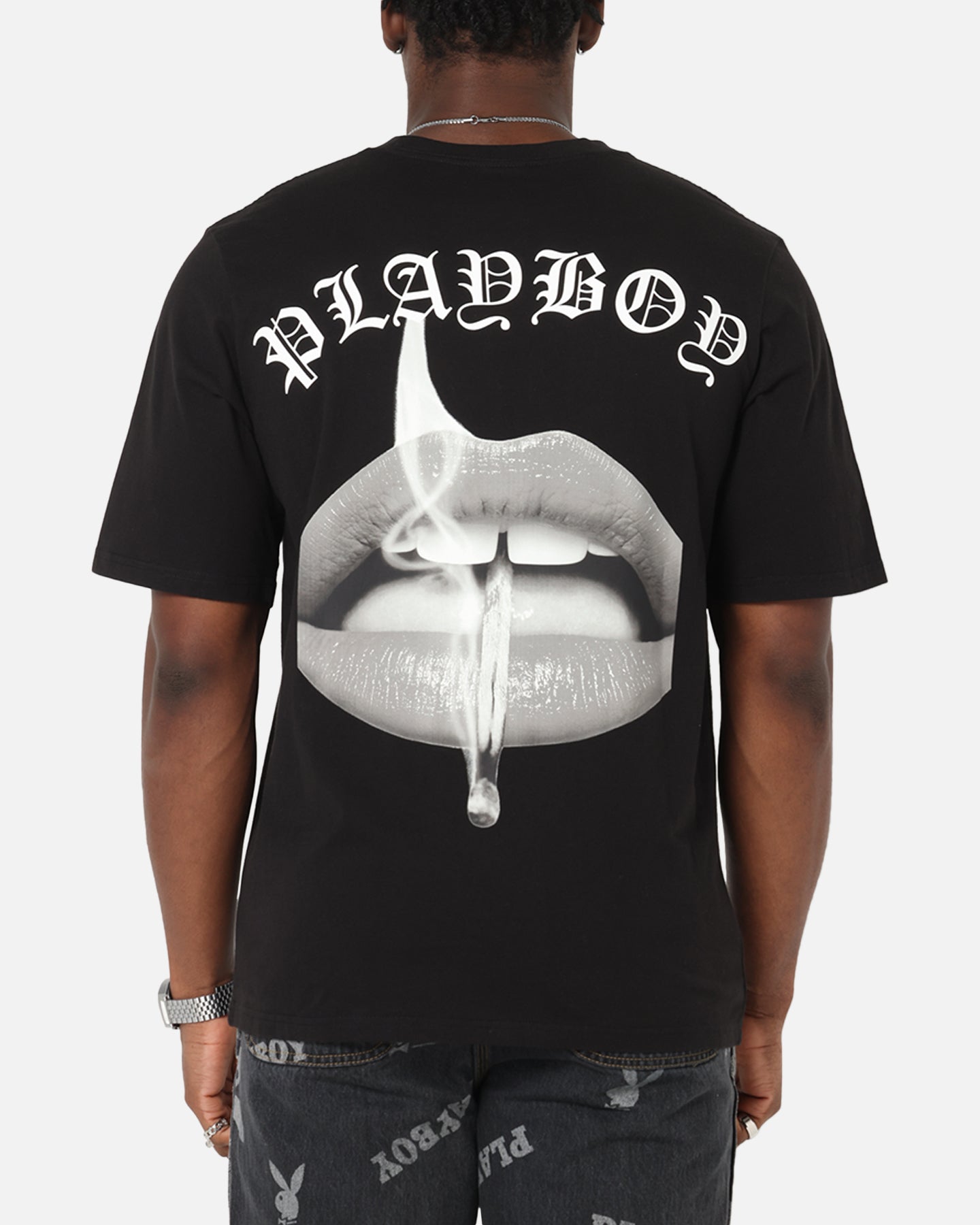 Playboy Gothic Mono Lips T-Shirt Black、mySite、zt4zffjzw