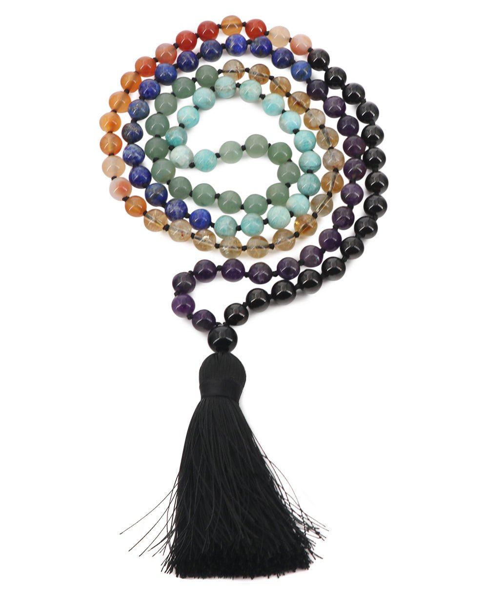 108 Knotted Gemstone Beads Chakra Meditation Mala、mySite、topwebapps