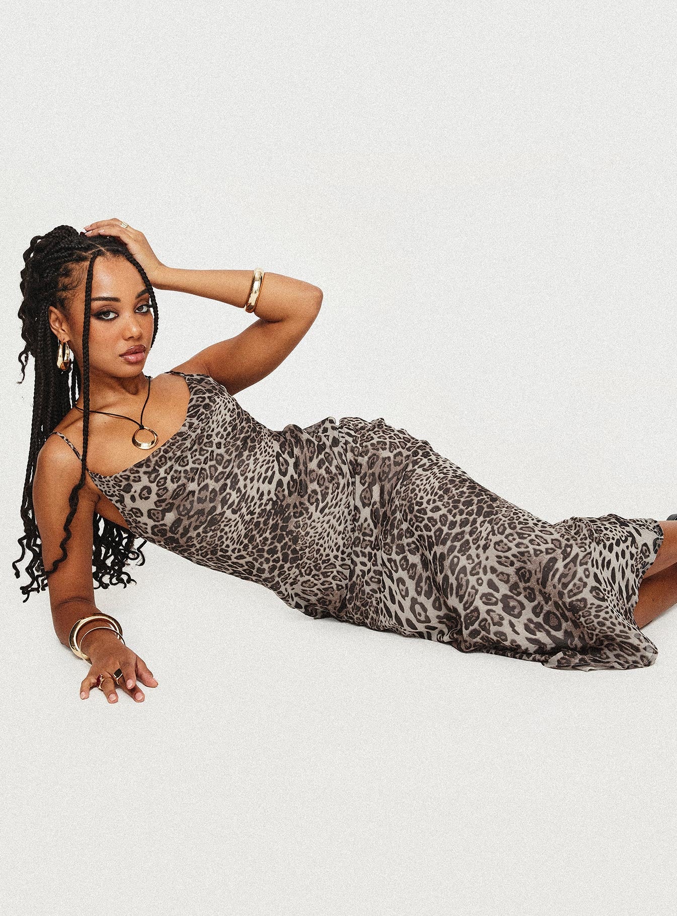 Declynn Bias Cut Maxi Dress Leopard、mySite、solidvoid