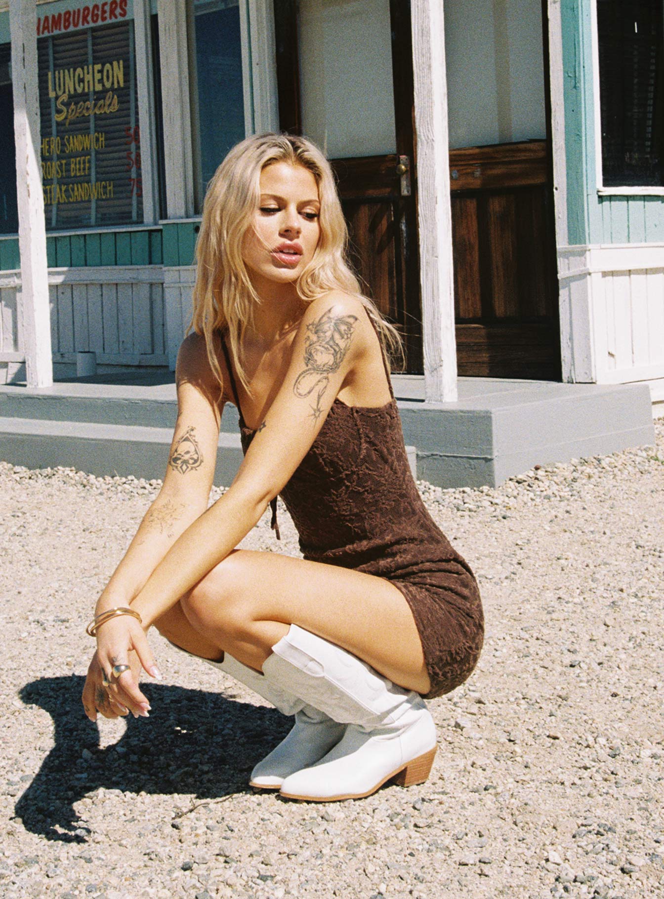 Corrino Lace Mini Dress Brown、mySite、solidvoid