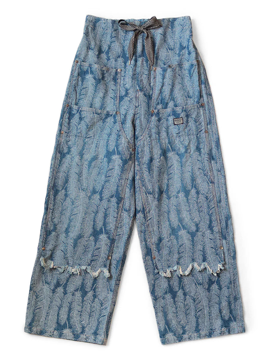 12OZ MAGPIE DENIM W-KNEE EASY BAGGY PANTS - FEATHER、mySite、zt4zffjzw