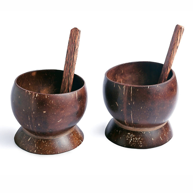 Coconut Bowl & Spoon Set | Brown | Set of 2 | 350 ml、mySite、camillekostekn