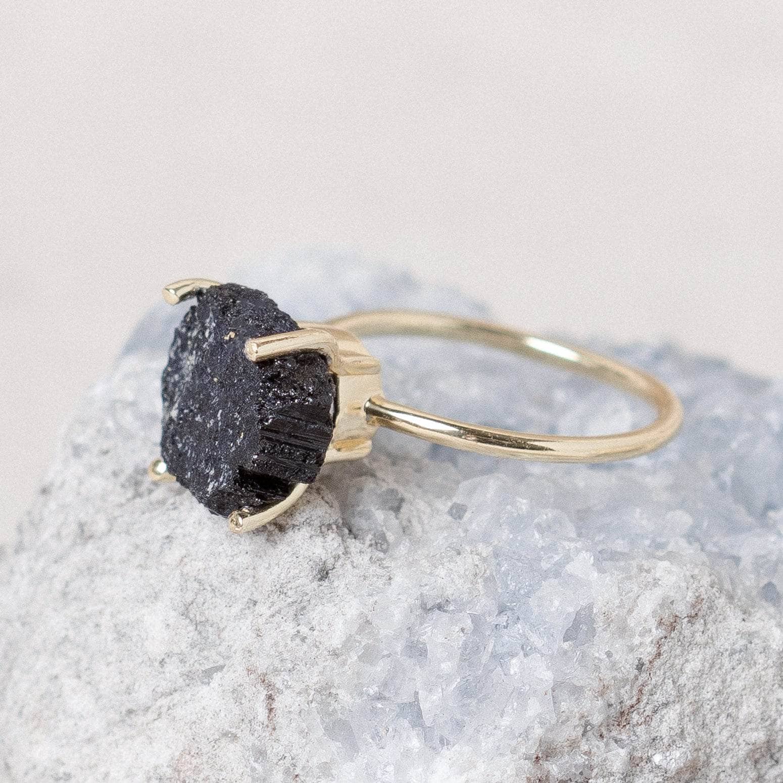 Black Tourmaline Raw Freeform Gold or Silver Ring、mySite、hinf8tx79