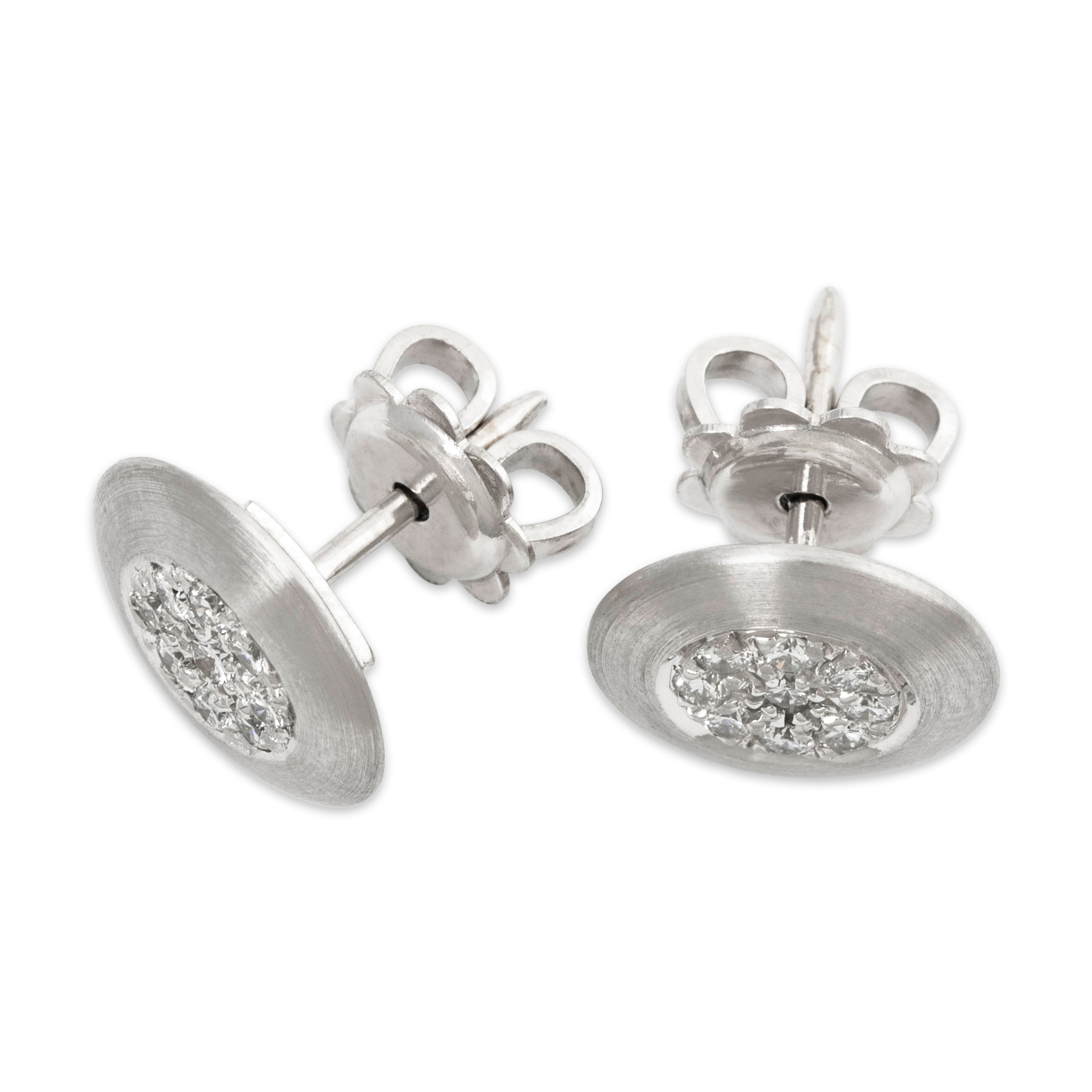 Estate Roberto Coin Italian 18k White Gold .366cttw Diamond Brushed Earrings、mySite、hinf8tx79