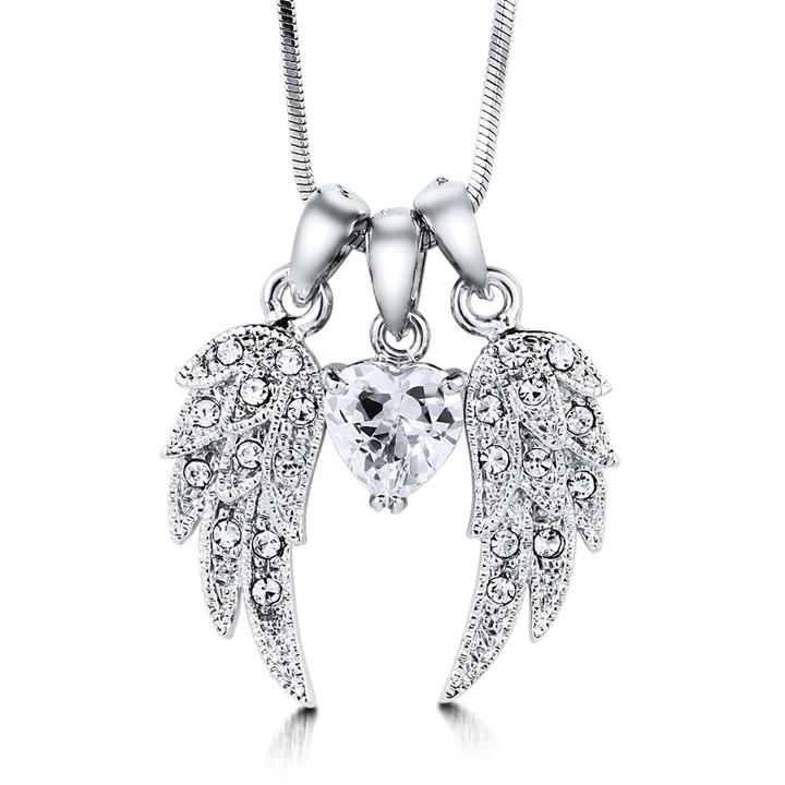 Angel's Wings and Heart Necklace Sterling Silver Guardian Angel、mySite、g9winljtr