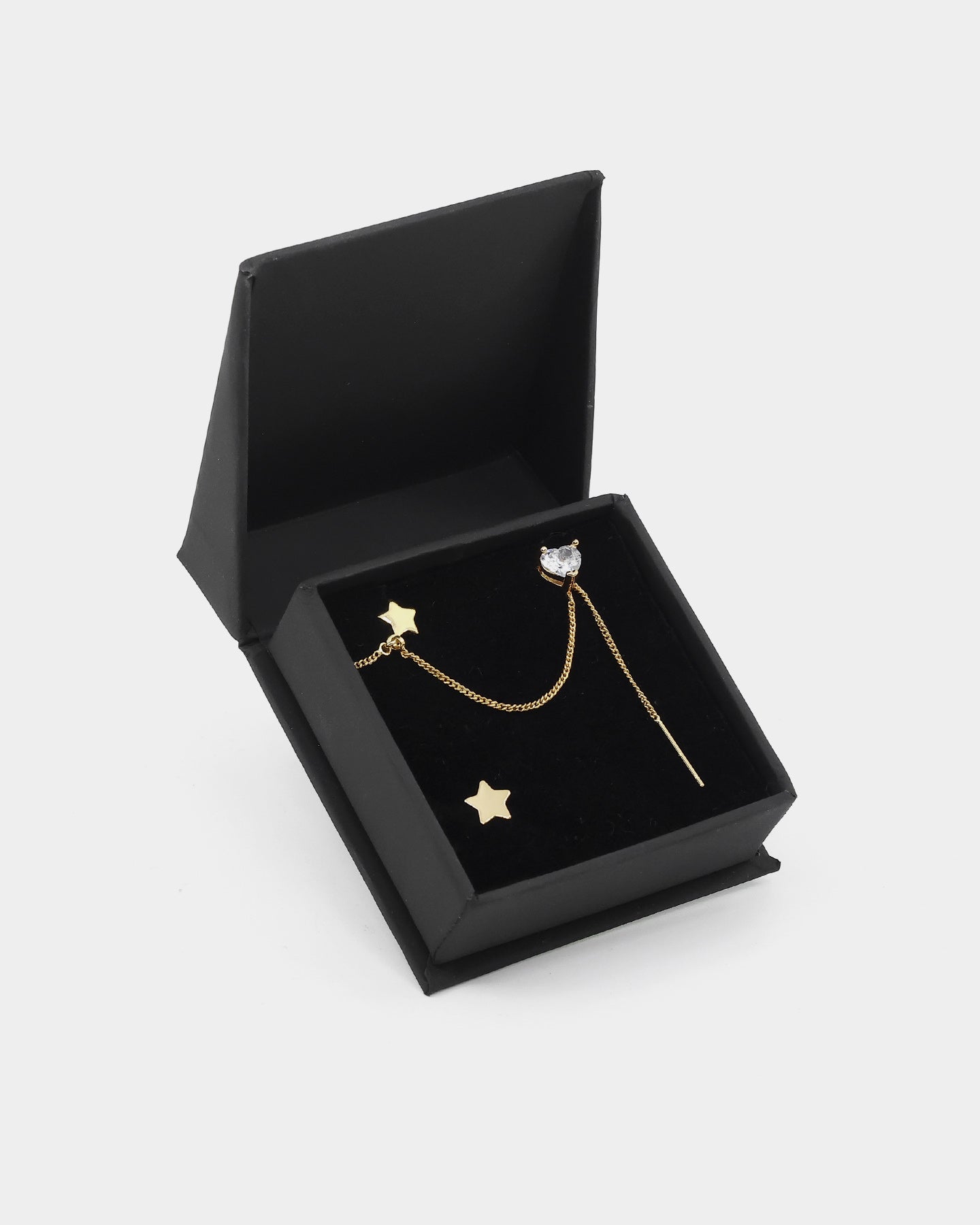 Raising Hell Women's Starry Heart Earrings Chain Iced Gold、mySite、zt4zffjzw