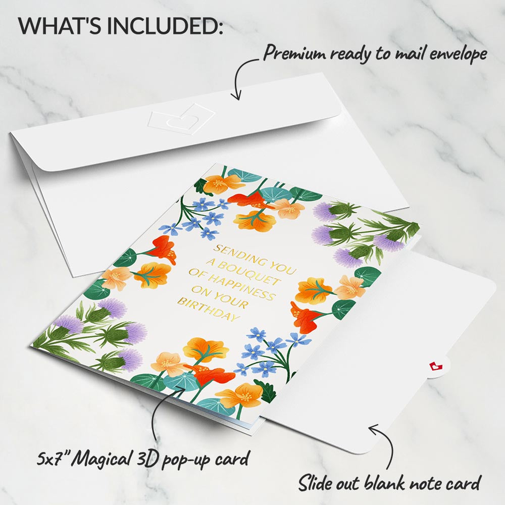 Birthday Bouquet of Happiness Pop-Up Card、mySite、solidvoid