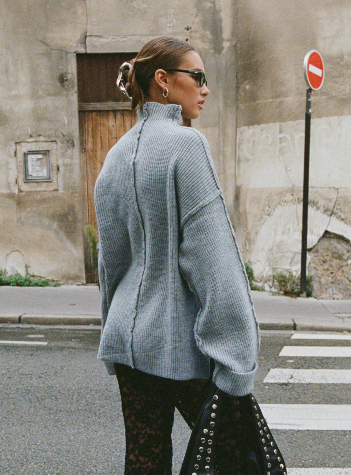 Lachlynn Oversized Knit Sweater Charcoal Marle、mySite、solidvoid