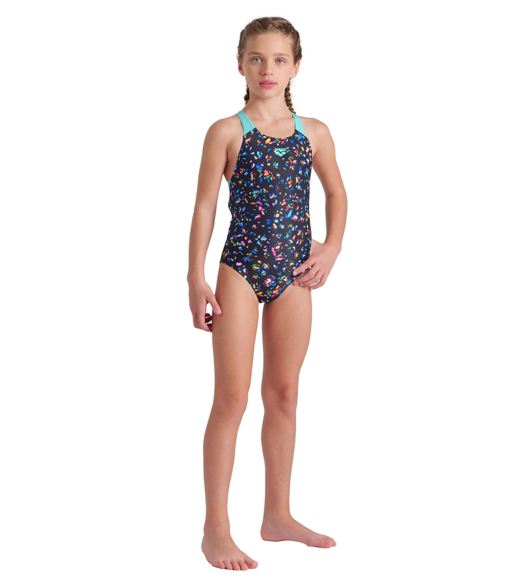 Arena Girls' Confetti Pro Back One Piece Swimsuit (Little Kid, Big Kid)、mySite、noshort