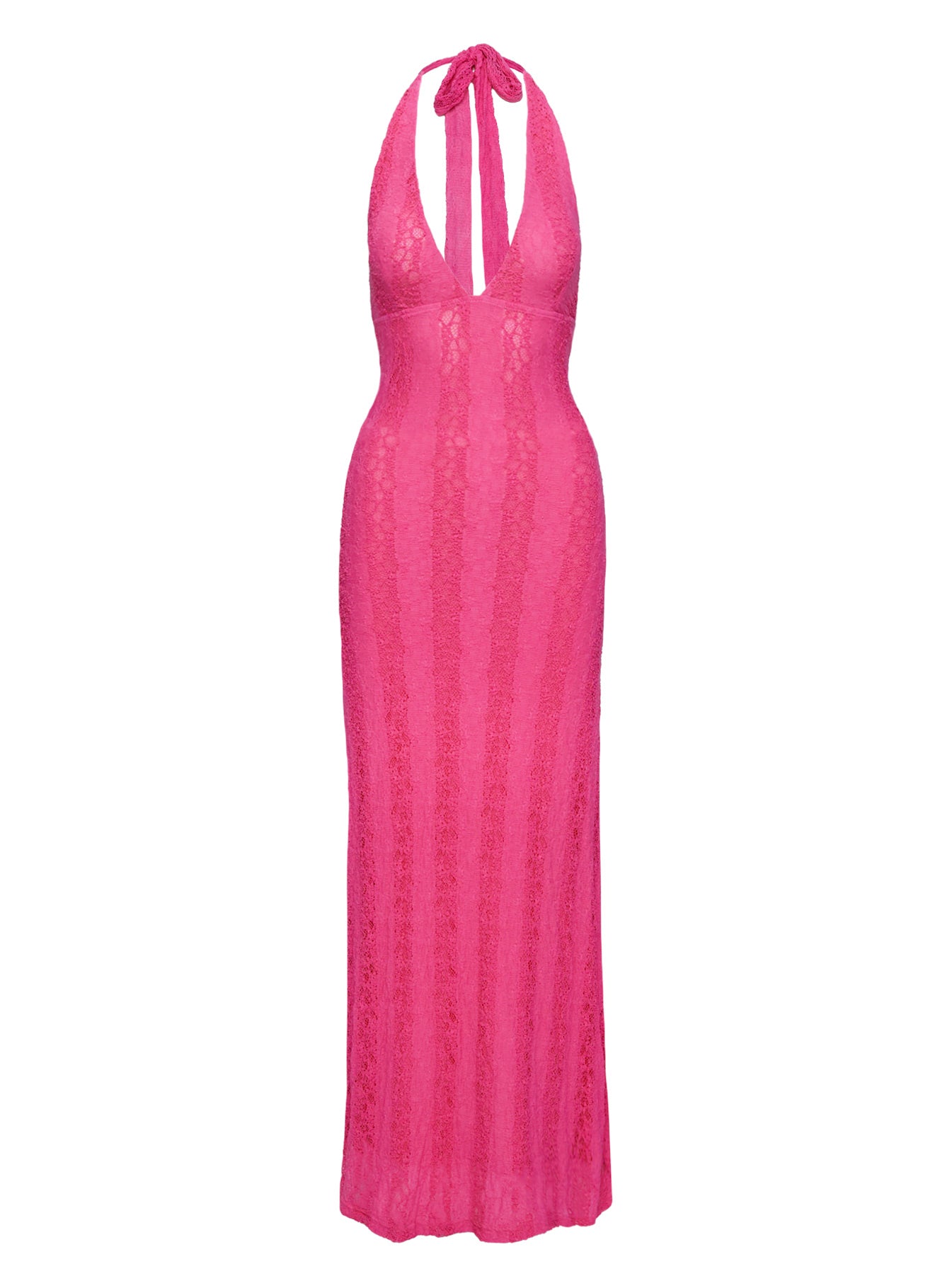 Zoi Lace Halter Maxi Dress Hot Pink、mySite、solidvoid