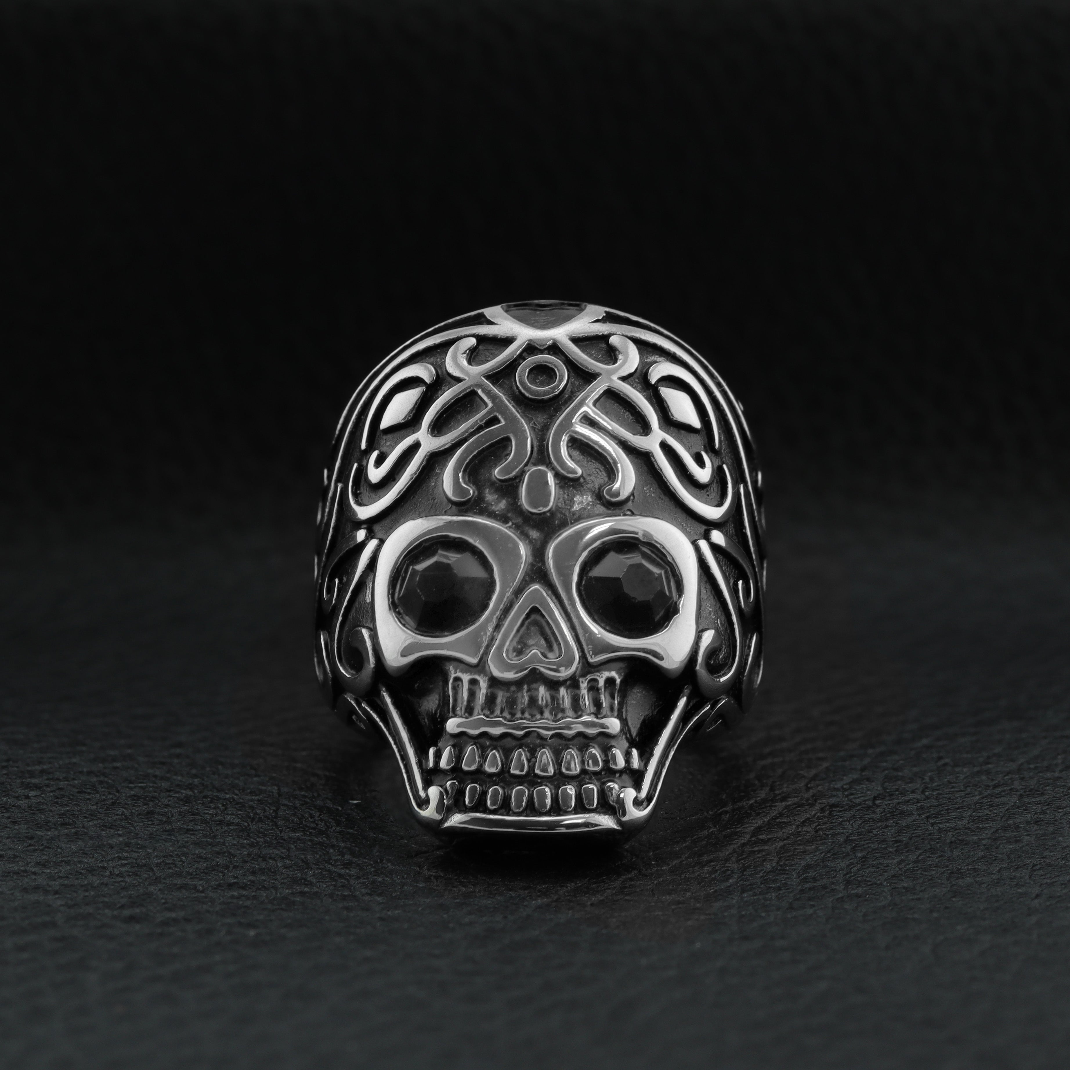 Black CZ Eyed Skull Stainless Steel Ring / SCR4036、mySite、dreamappss