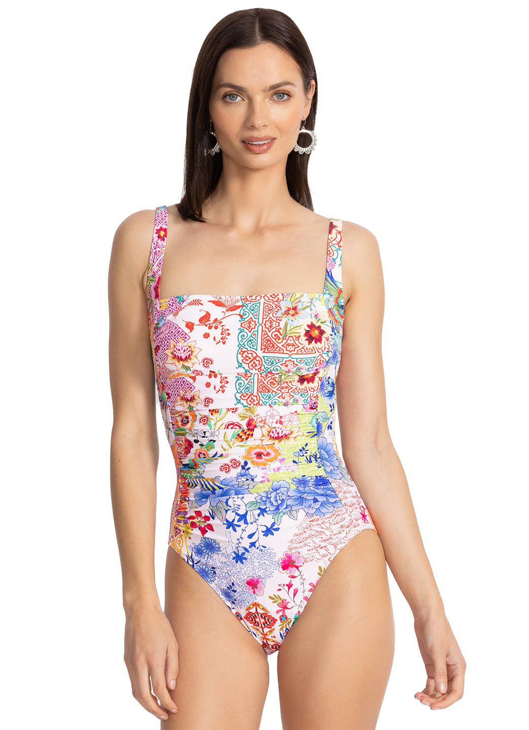 Johnny Was Women's Paula Ruched One Piece Swimsuit、mySite、noshort
