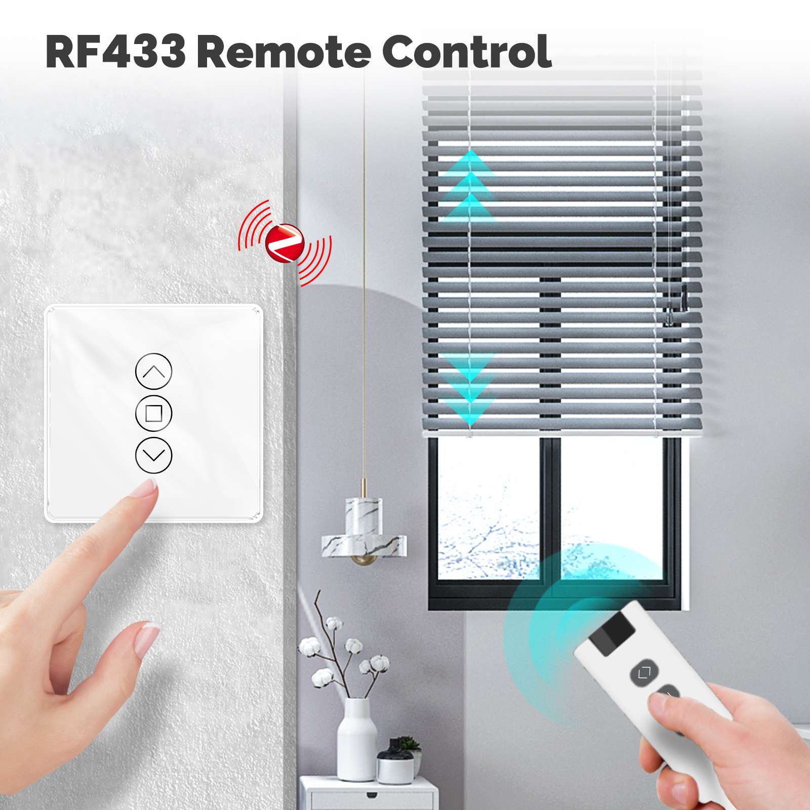 ZigBee Smart Curtain Switch 2.5D Support RF433 Arc Glass Touch Panel、mySite、fannypackpong