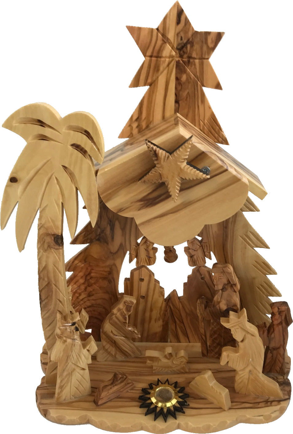 Olivewood Musical Nativity Scene - one piece (26x20 cm or 10.2x7.9)、mySite、elrpsem3k
