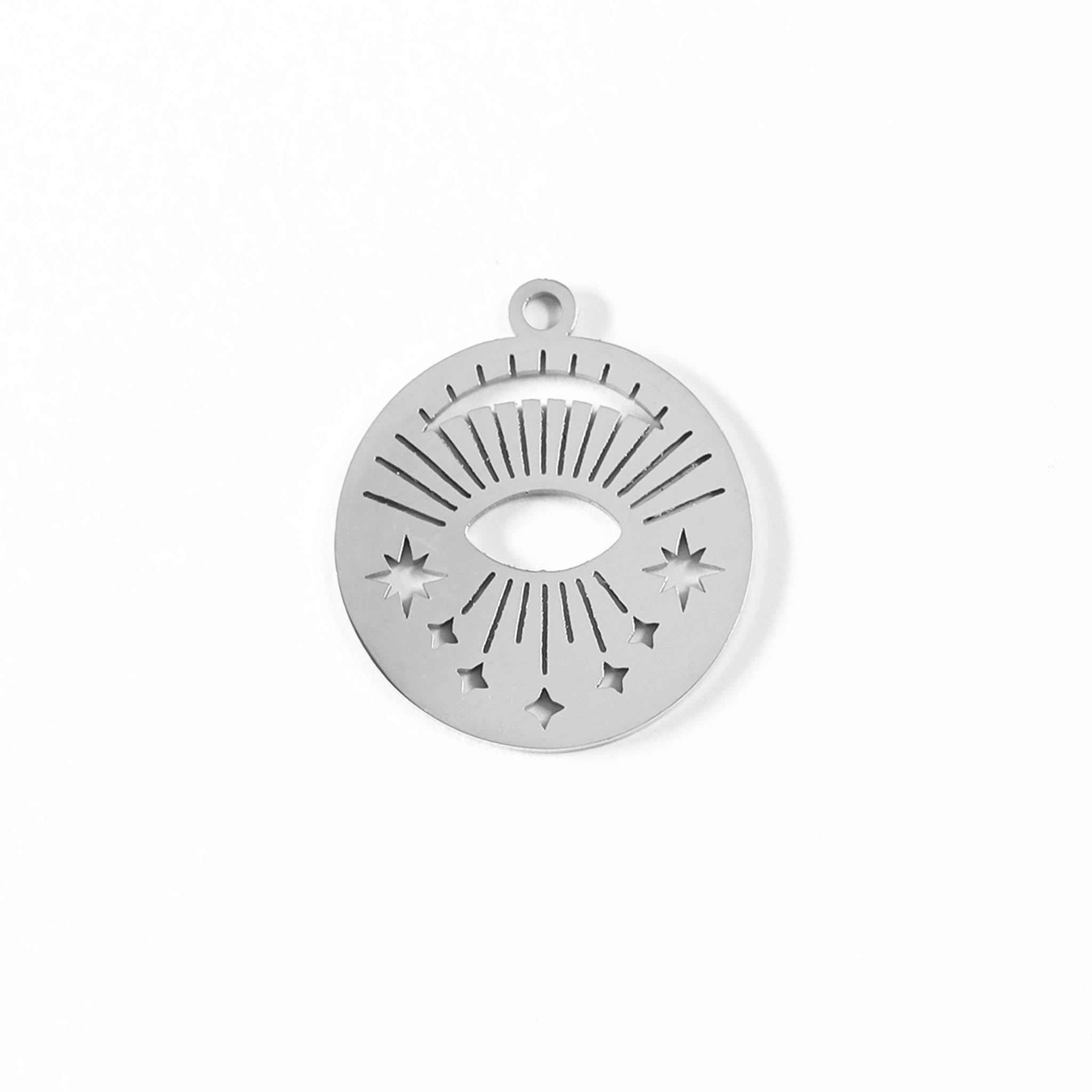 18K Gold PVD Stainless Steel Sun Ray Evil Eye Charm / PDL0038、mySite、dreamappss