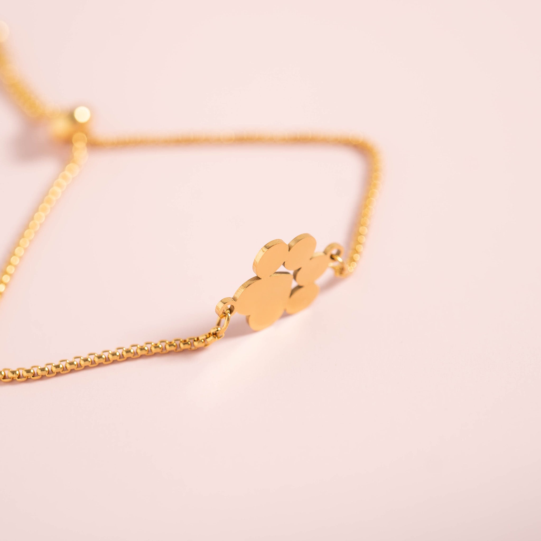 18K Gold PVD Stainless Steel Blank Engravable Paw Print Connector Charm / PDL0137、mySite、dreamappss