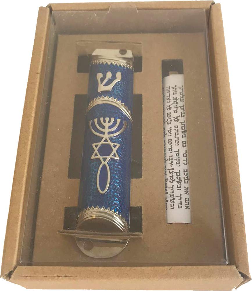 Holy Land Market Messianic Seal Mezuzah case - 4.1 Inch with Scroll Included、mySite、topwebapps