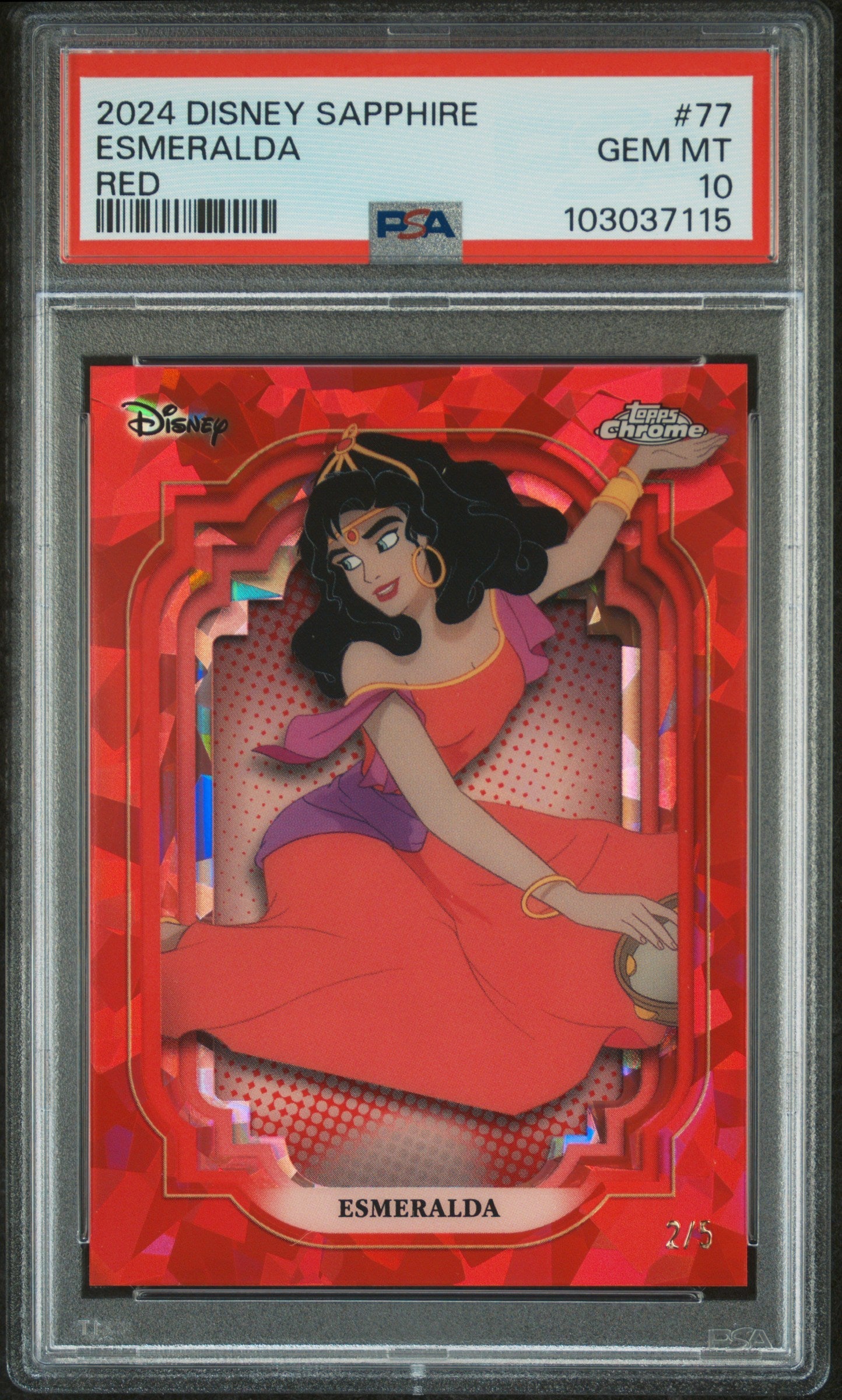 Esmeralda #77 Red 2/5 PSA 10 Topps Chrome Disney Sapphire Edition 2024、mySite、waistdrama