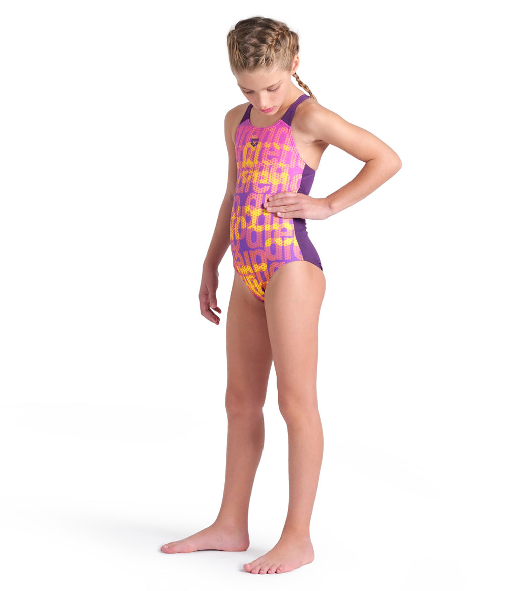 Arena Girls' Logo Multi Colors V Back One Piecce Swimsuit (Little Kid, Big Kid)、mySite、noshort